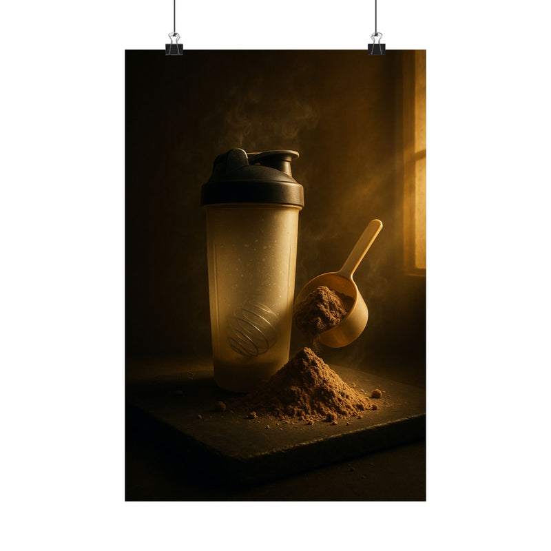 Protein Shaker Still Life Art Print Poster, Cinematic Kitchen Ritual