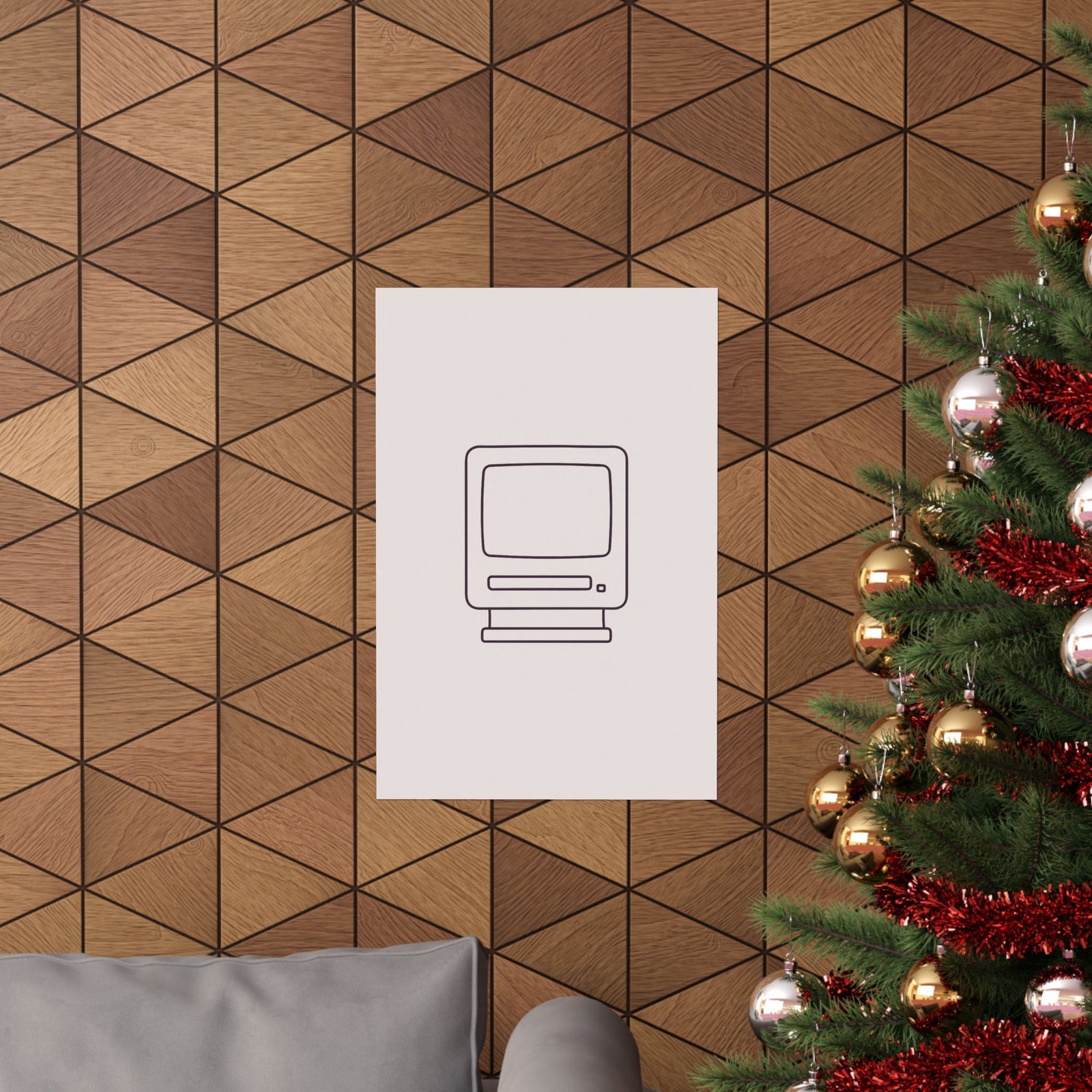 Boot Screen One-Line Art Print Poster, Minimalist CRT Startup