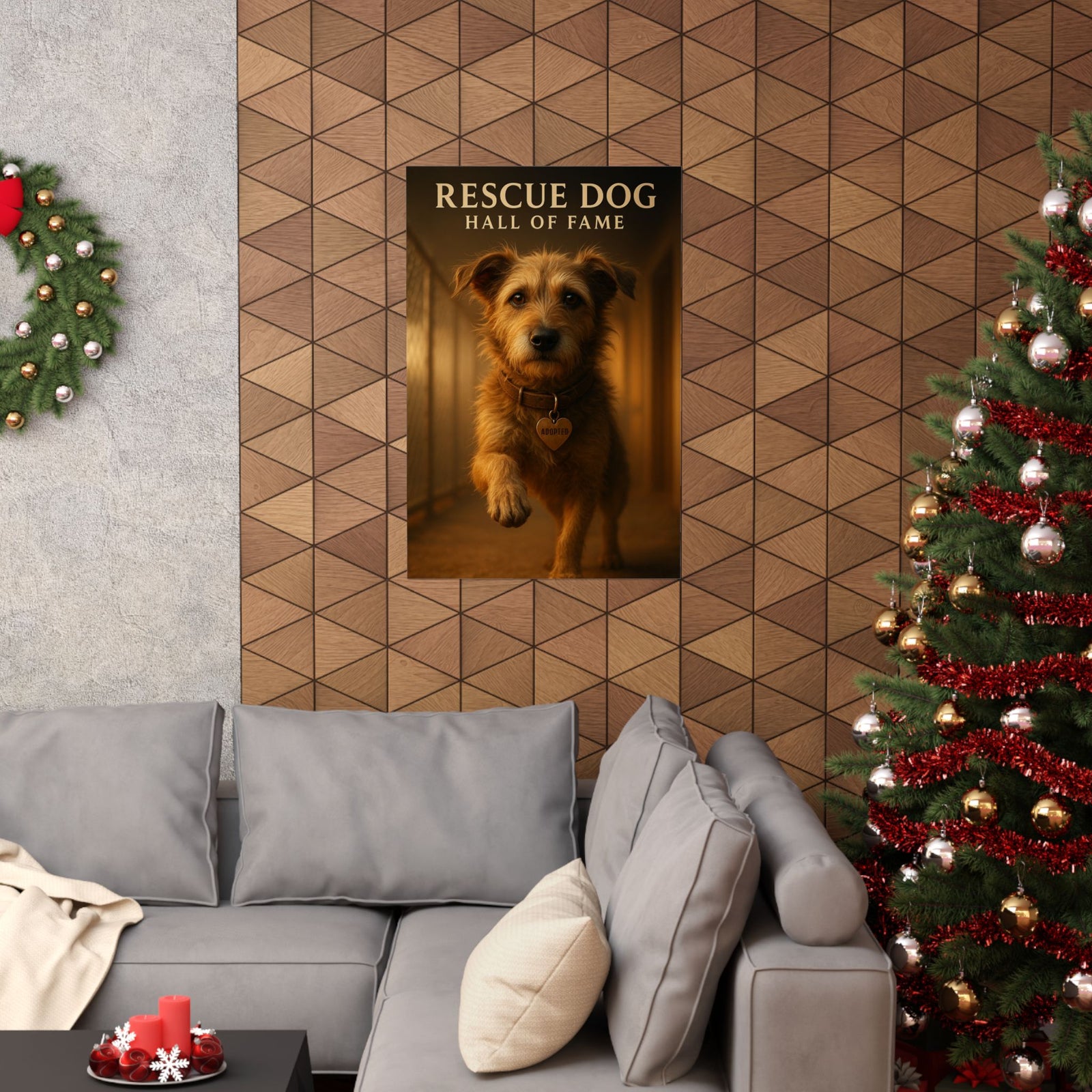 Rescue Dog Adopted Art Print Poster, Golden Hour Shelter Tribute
