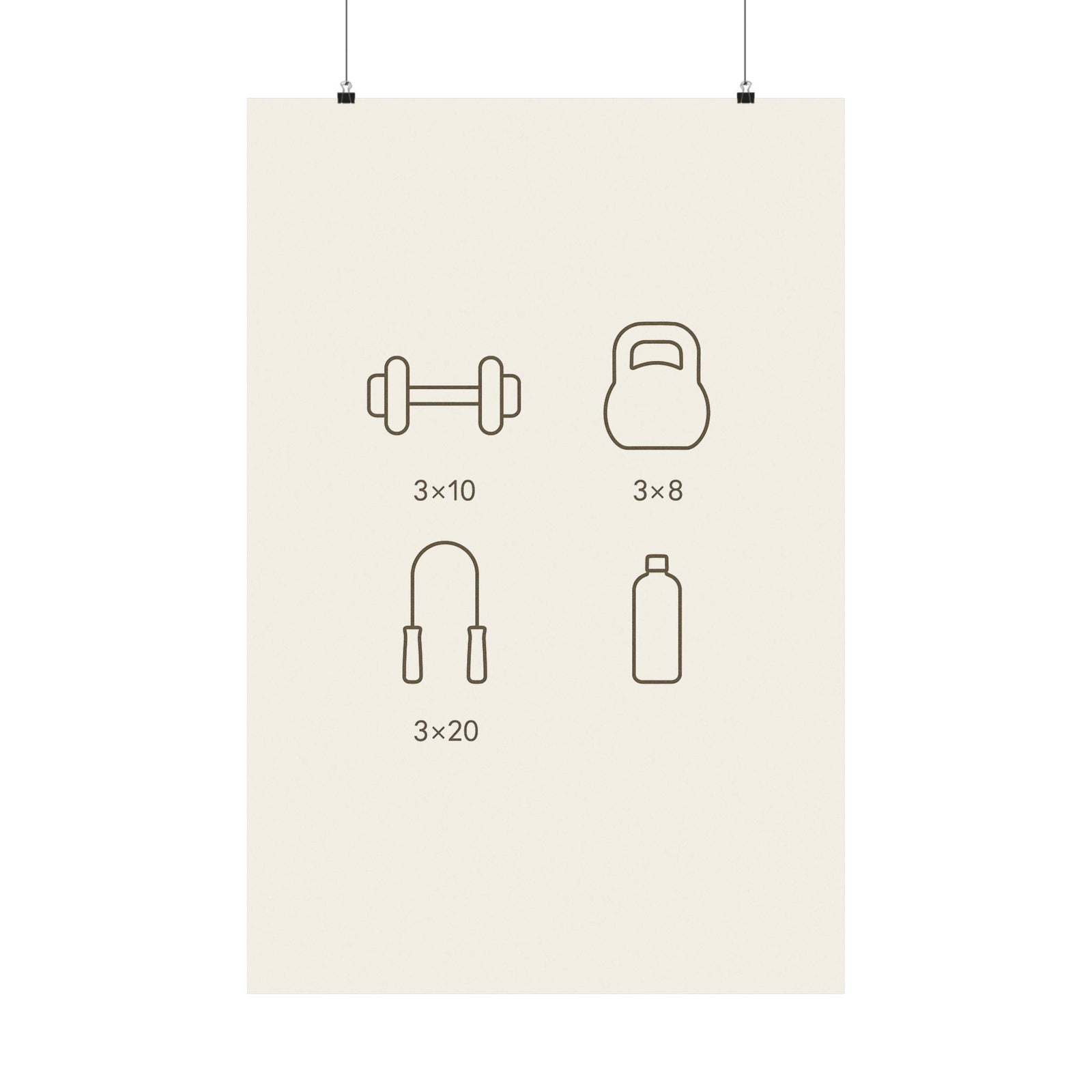 Workout Icon Grid Art Print Poster, Minimalist Line Design