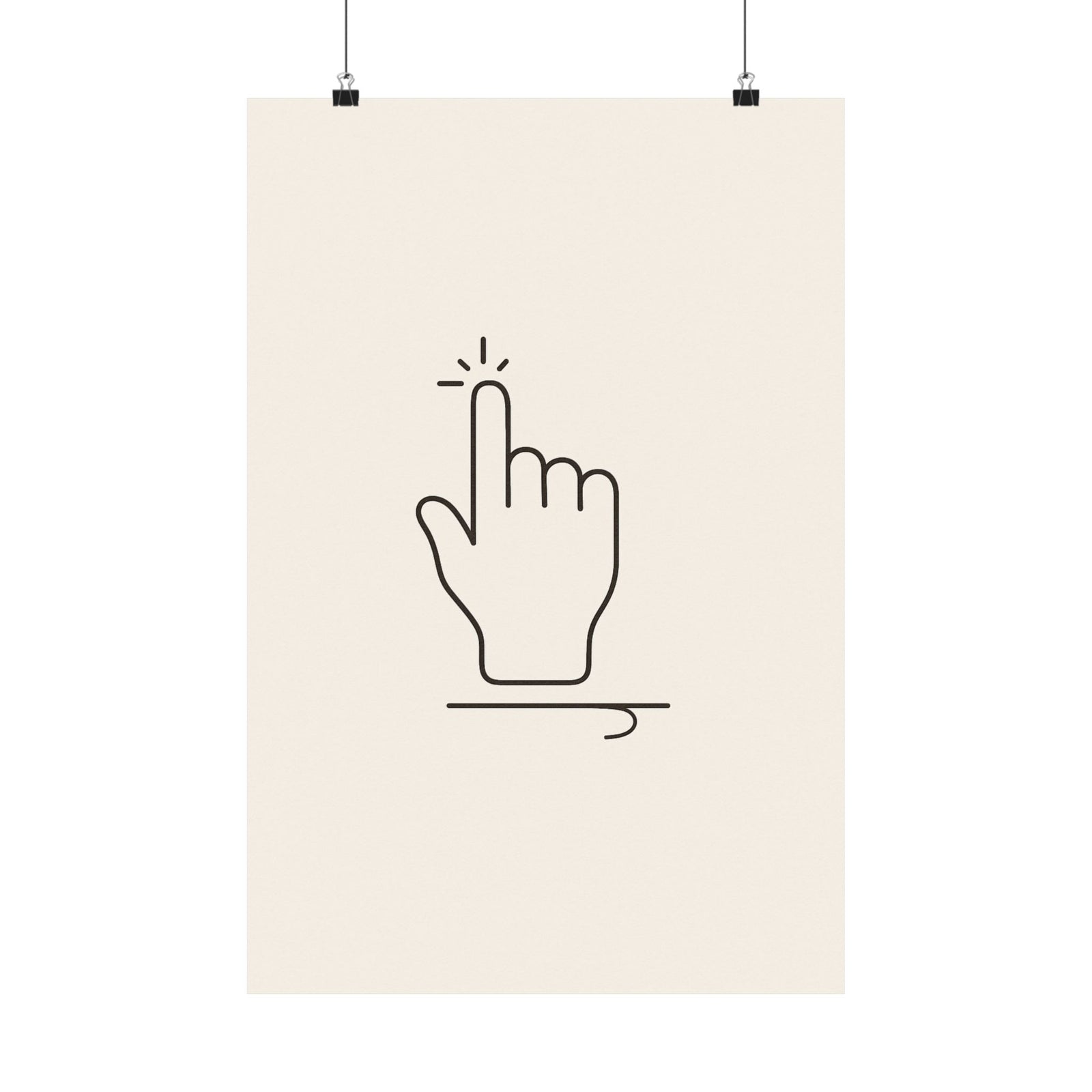 Pointer Hand Cursor One-Line Art Print Poster, Minimal Early Web