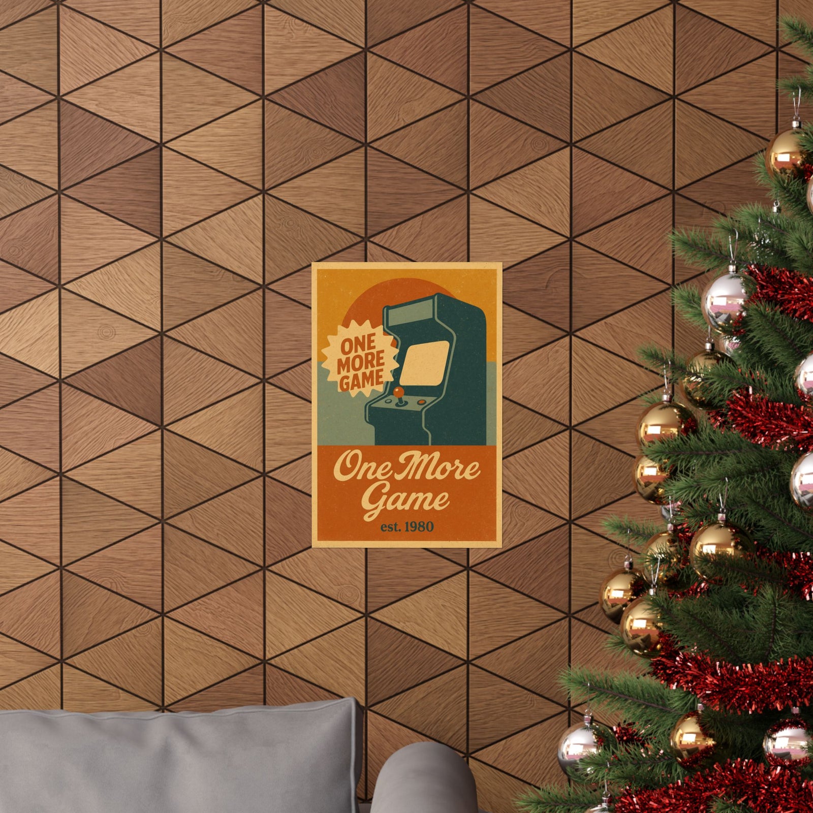 One More Game Retro Art Print Poster, Vintage Arcade Ad Style
