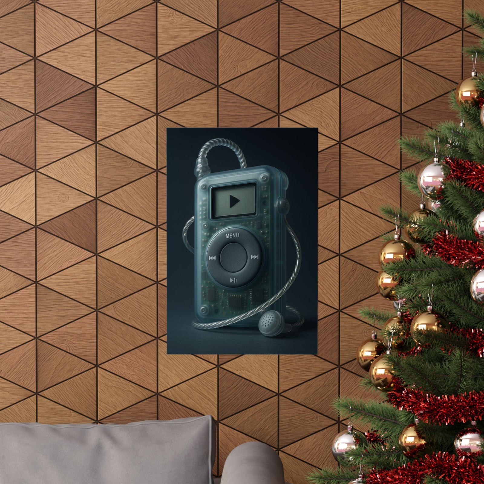 Translucent Y2K MP3 Player Art Print Poster, See-Through Frosted Gadget