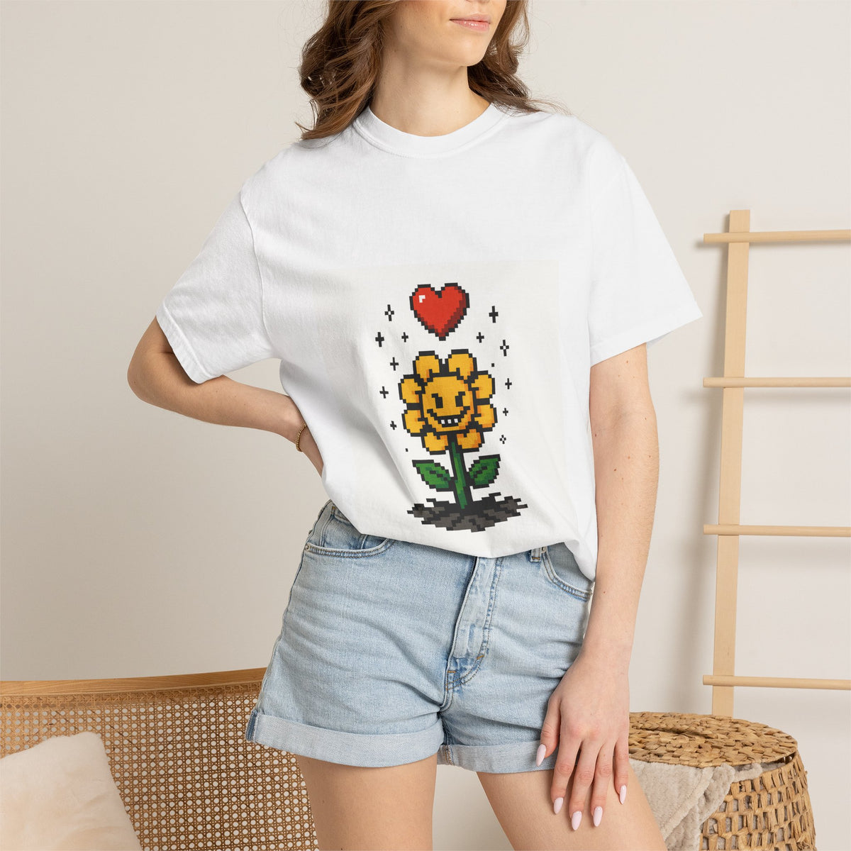 Flower Man Pixel Heart Tee