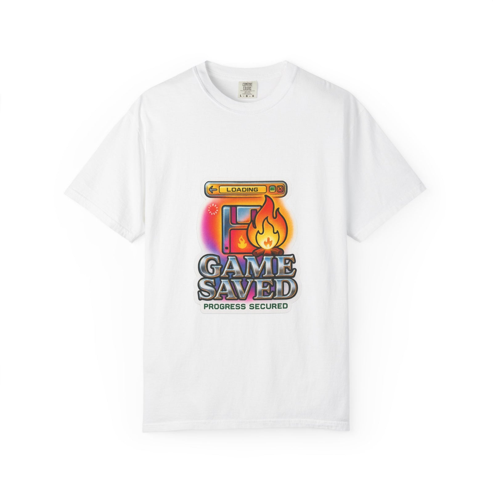 Save Point Graphic Tee, Game Saved Checkpoint Glow