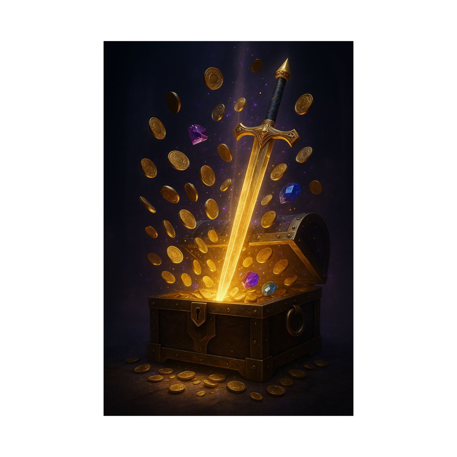 Legendary Loot Drop Art Print Poster, Epic Chest Reveal