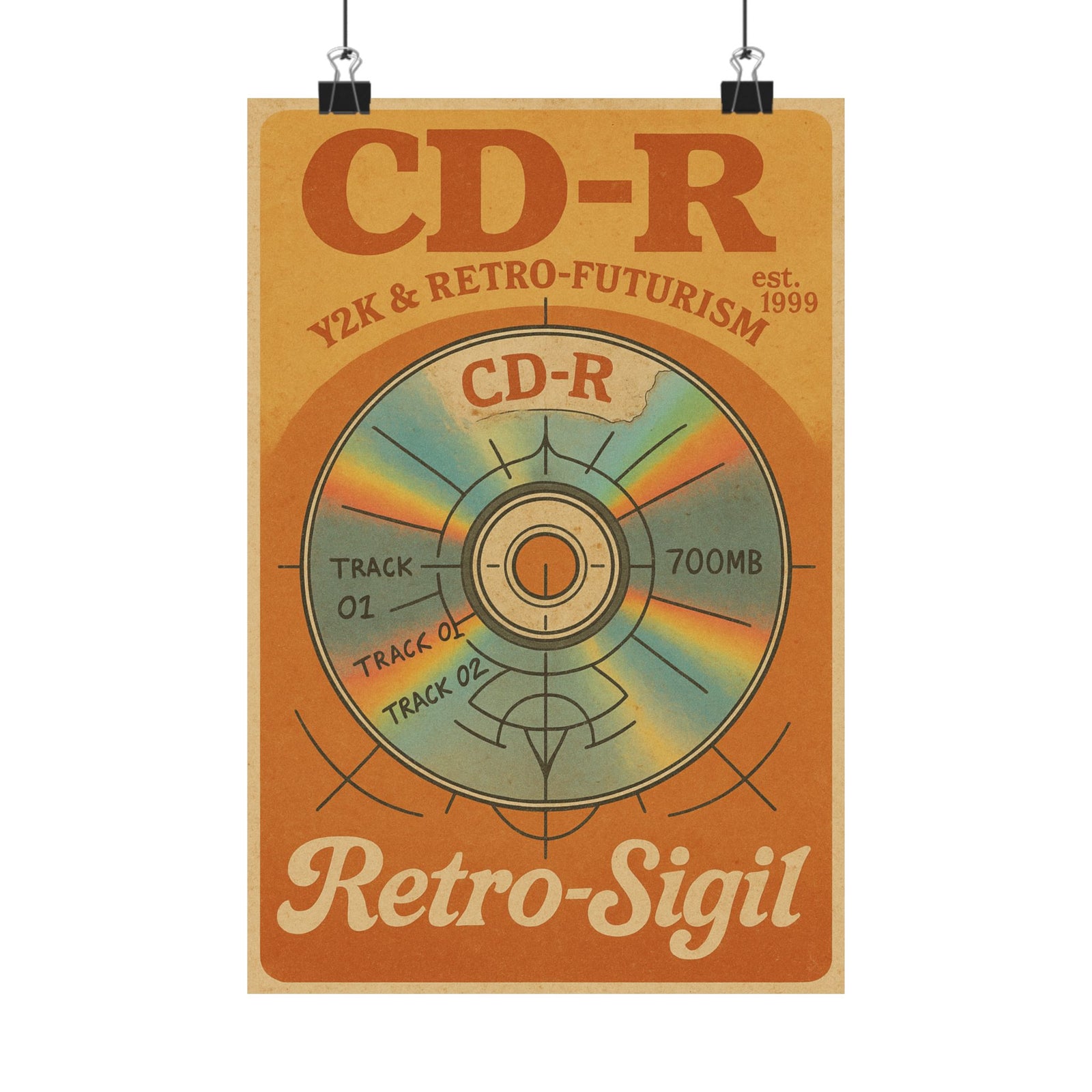 Burned CD-R Sigil Art Print Poster, Rainbow Disc Ritual Chart