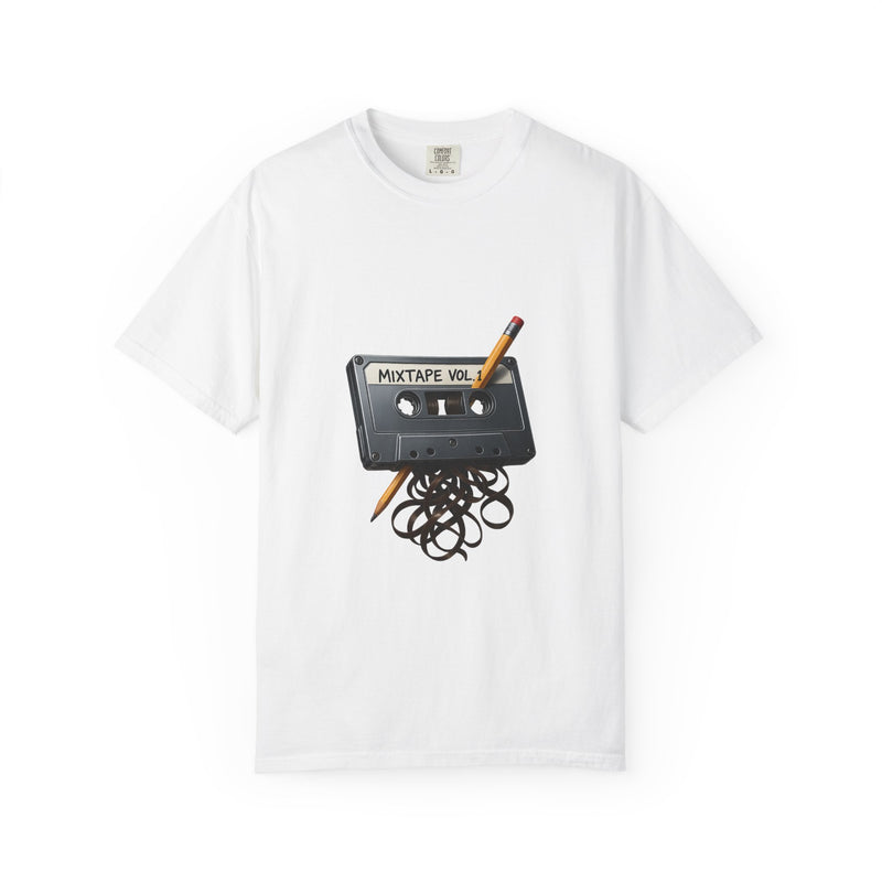 Spilled Cassette Mixtape Graphic Tee, Rewind With A Pencil
