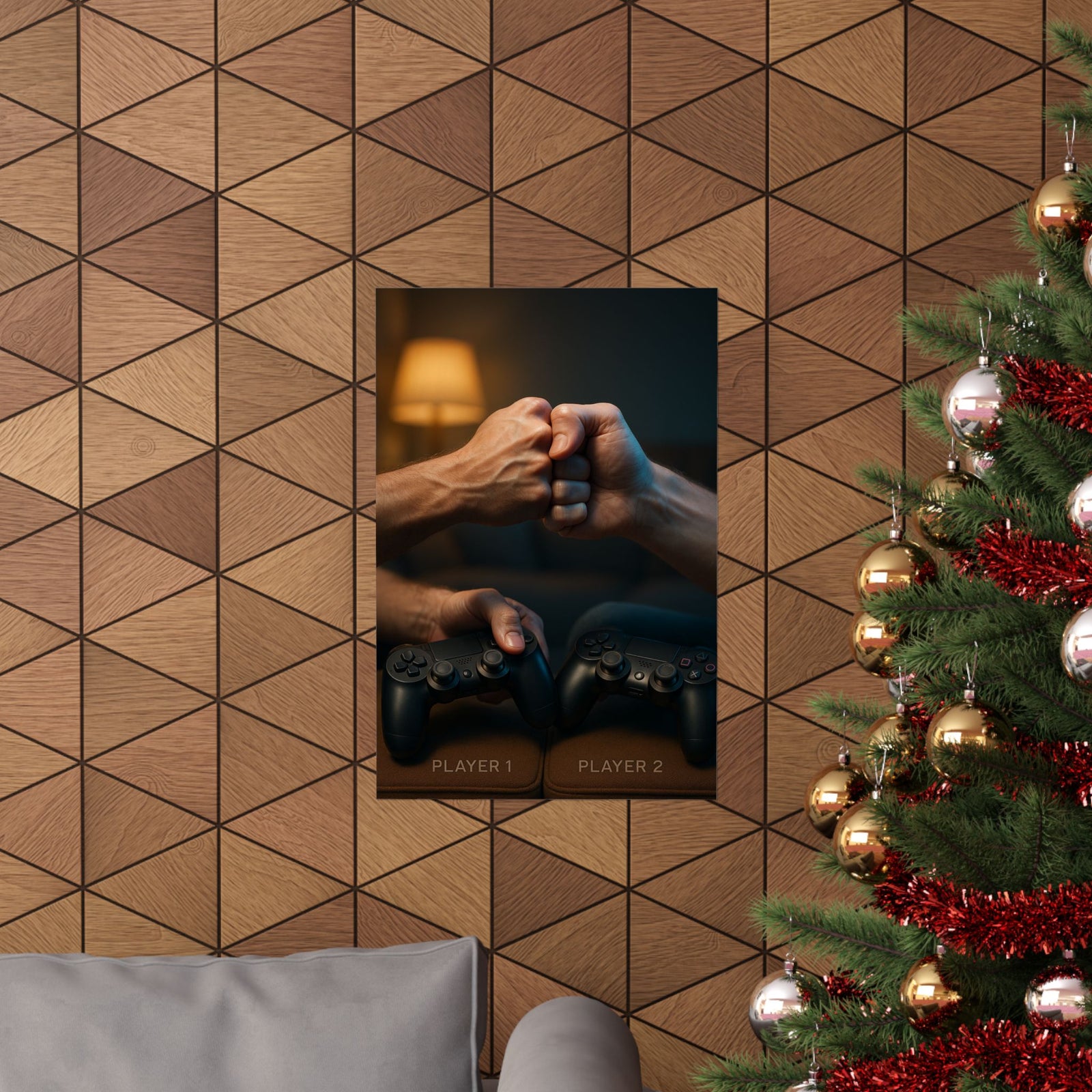 Co-op Fist Bump Art Print Poster, Player 1 and Player 2