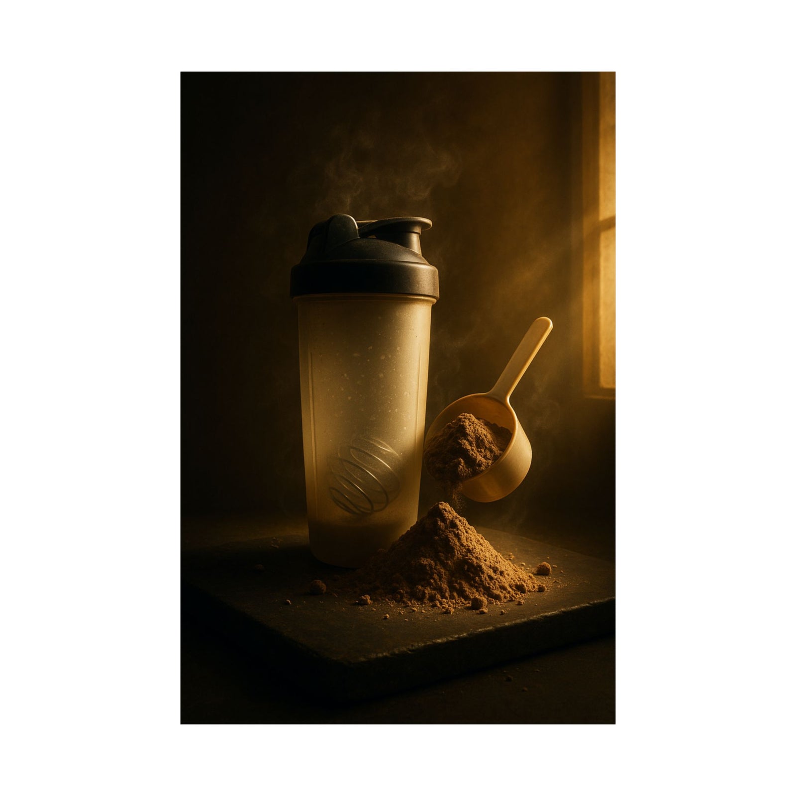 Protein Shaker Still Life Art Print Poster, Cinematic Kitchen Ritual