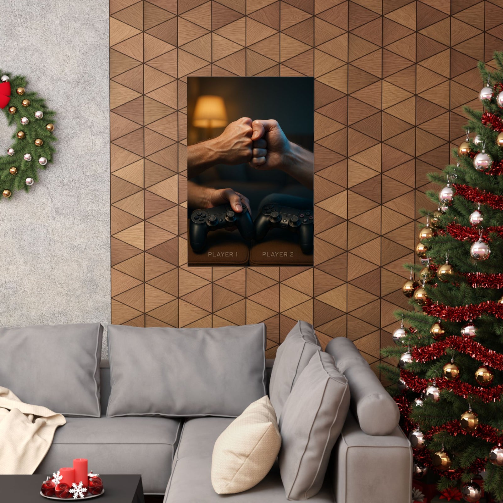 Co-op Fist Bump Art Print Poster, Player 1 and Player 2