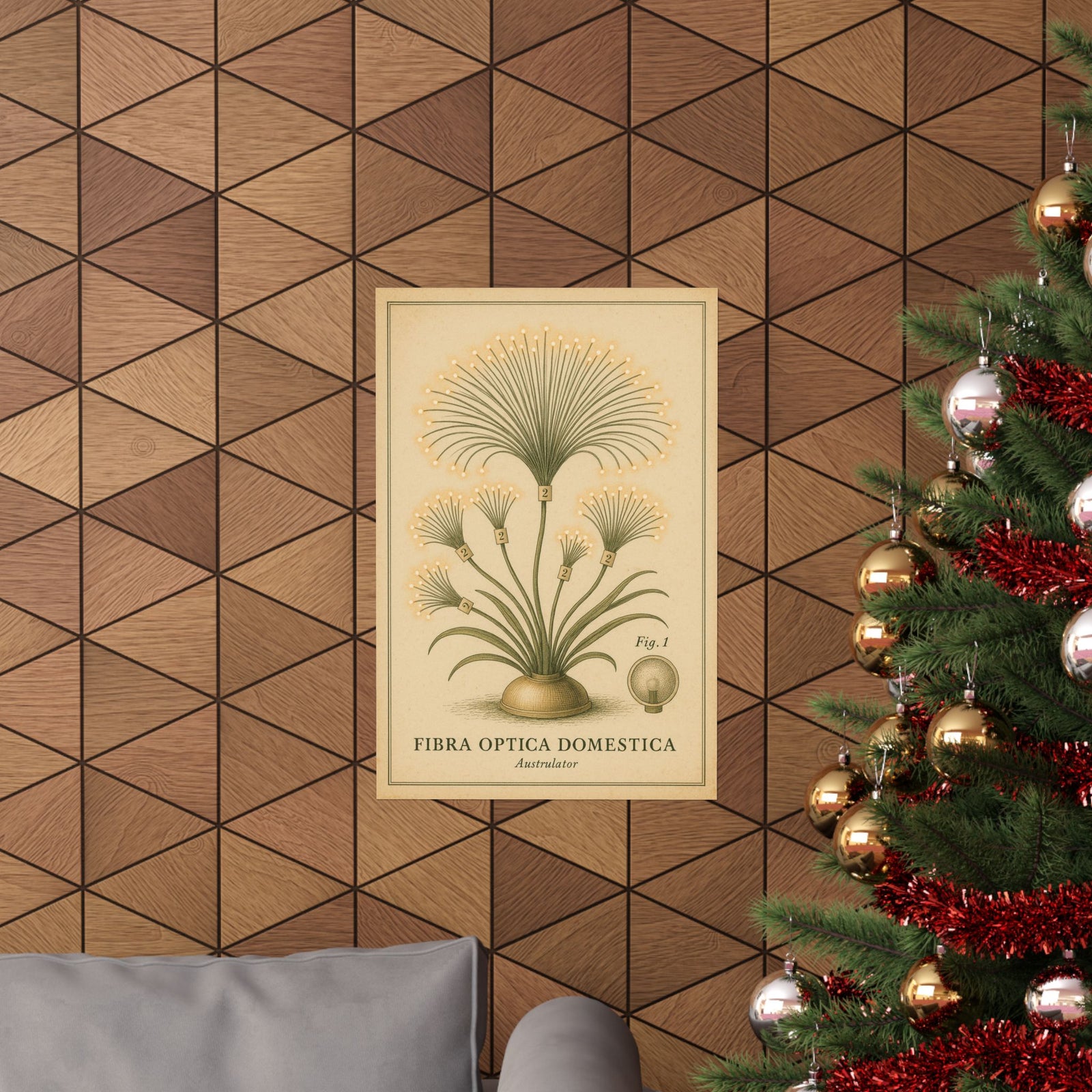 Fiber-Optic Lamp Botanical Art Print Poster, Retro Tech Specimen Plate