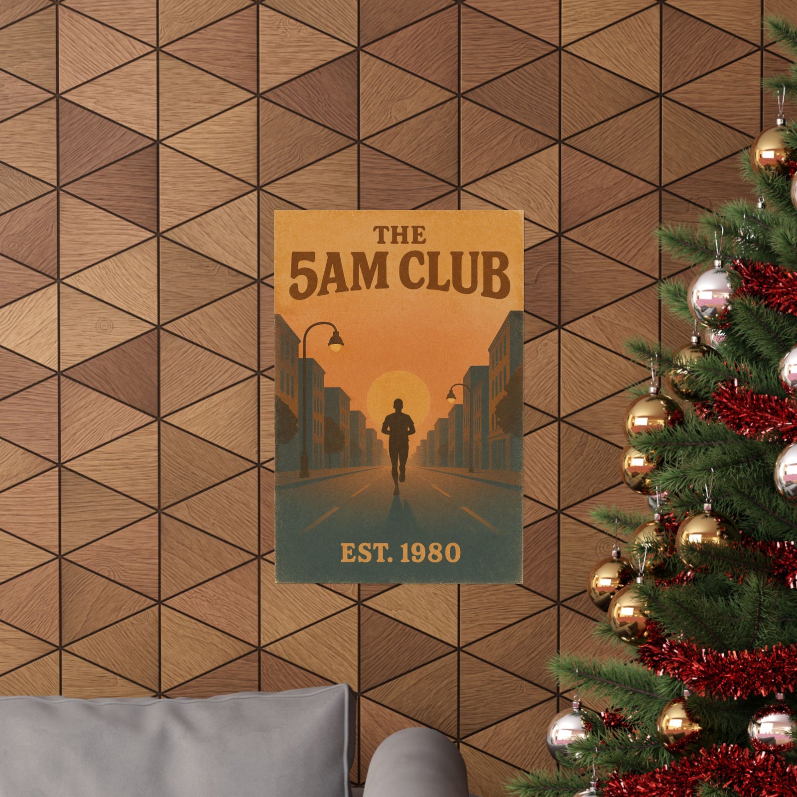 5AM Club Sunrise Run Art Print Poster, Retro Motivation Style