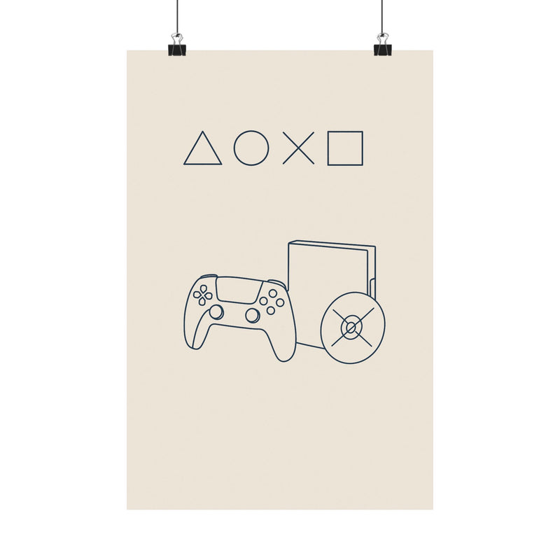 Playstation Minimalist Line Art Poster - Wall Art Print