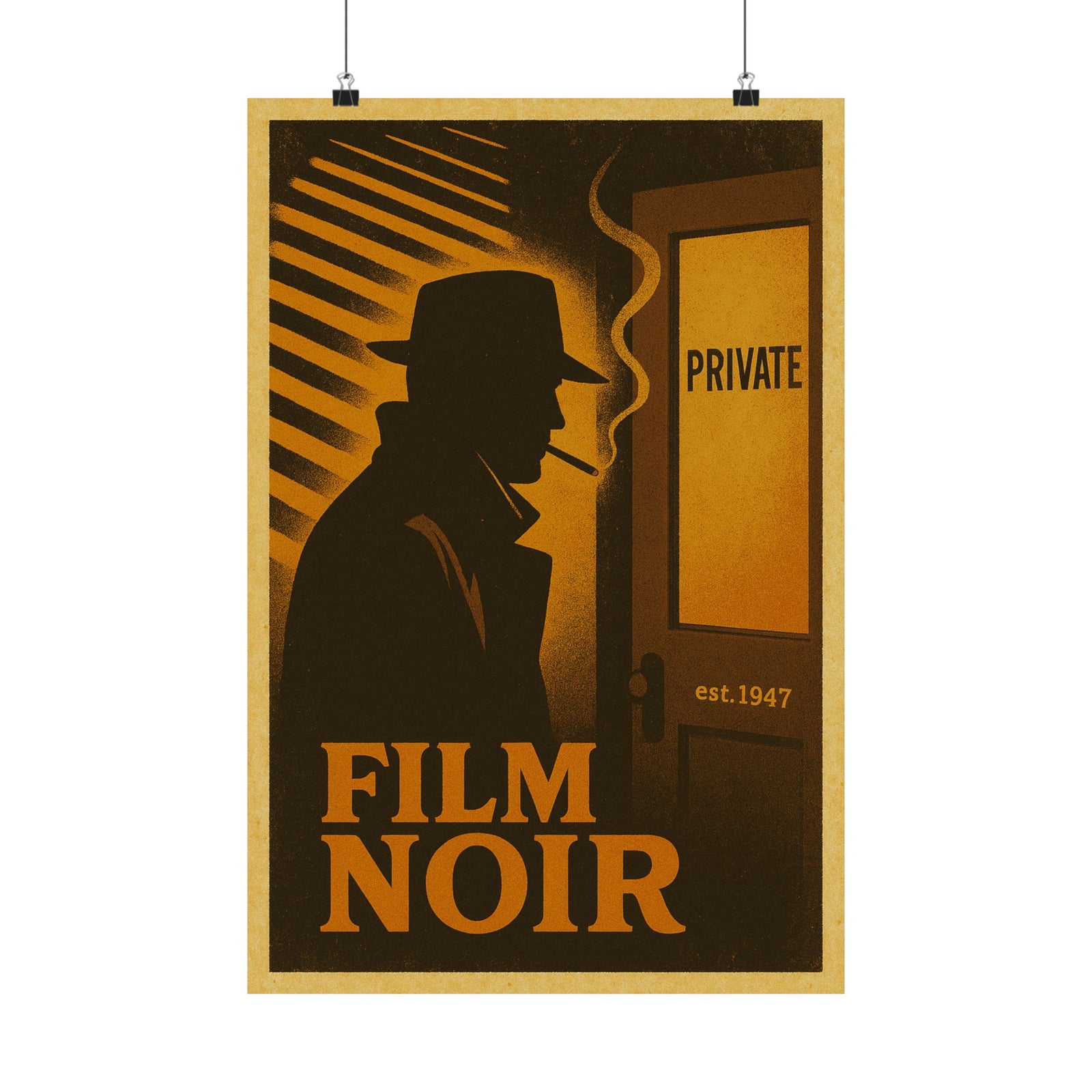Film Noir Detective Office Art Print Poster, Venetian Blind Shadows
