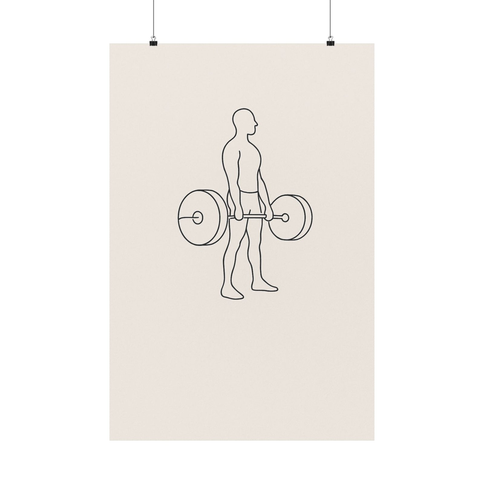 One Line Deadlift Lockout Art Print Poster, Minimalist Gallery Style