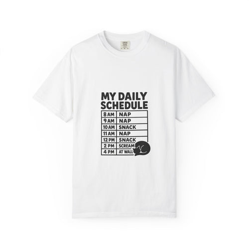 Cat Daily Schedule Graphic Tee, Nap Snack Scream Repeat