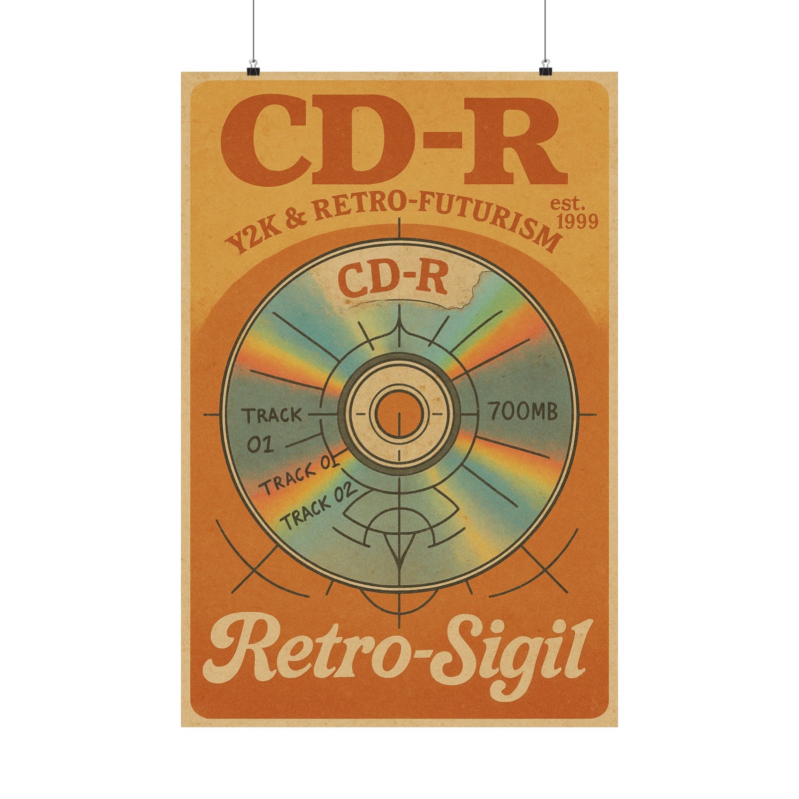 Burned CD-R Sigil Art Print Poster, Rainbow Disc Ritual Chart