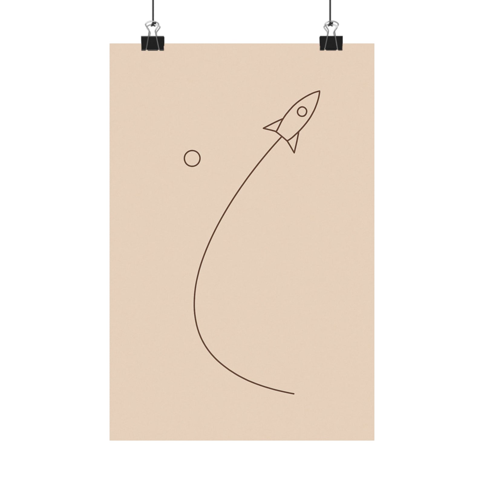 Minimalist Rocket Launch Art Print Poster, Single Line Ascent