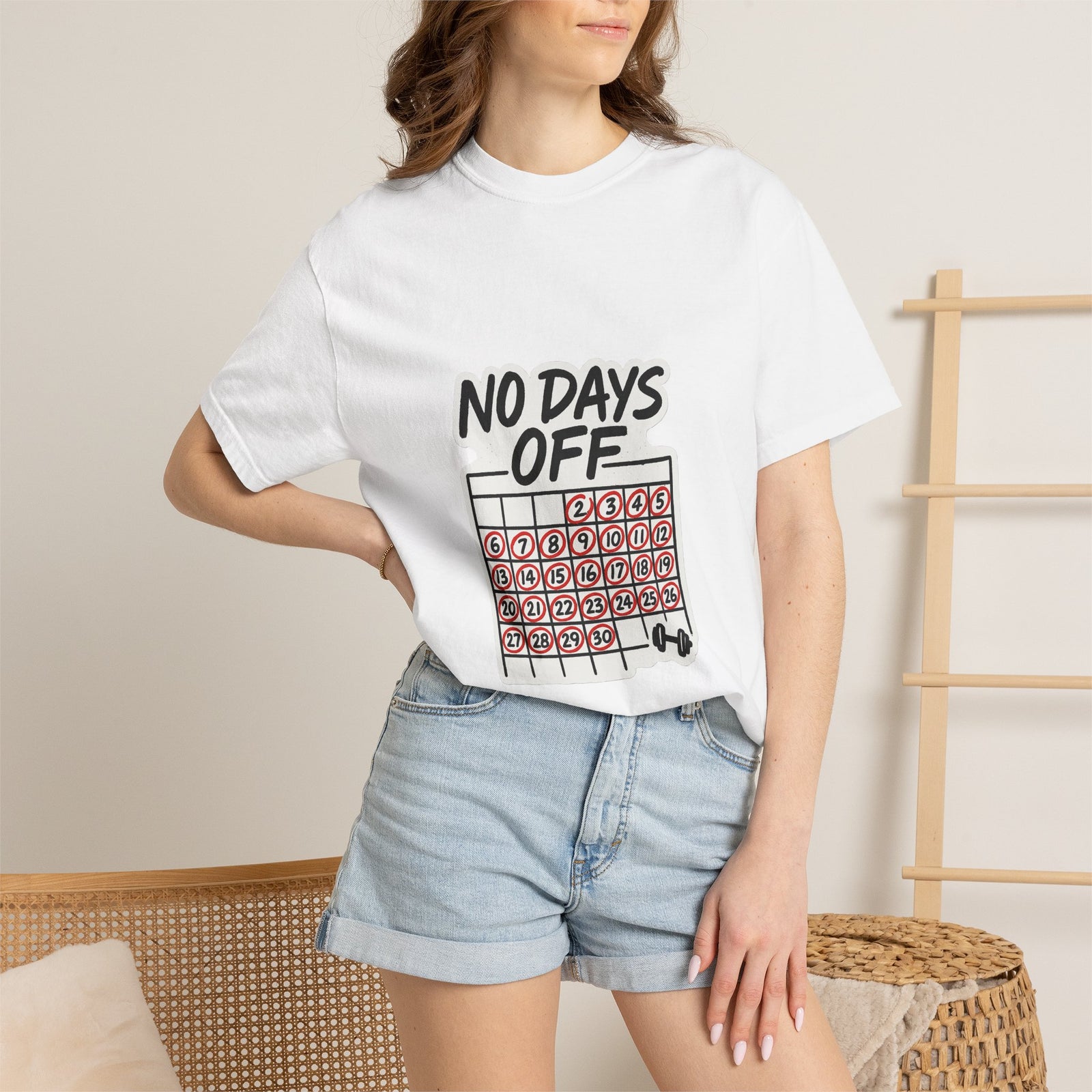 No Days Off Calendar Graphic Tee, Red Marker Grind