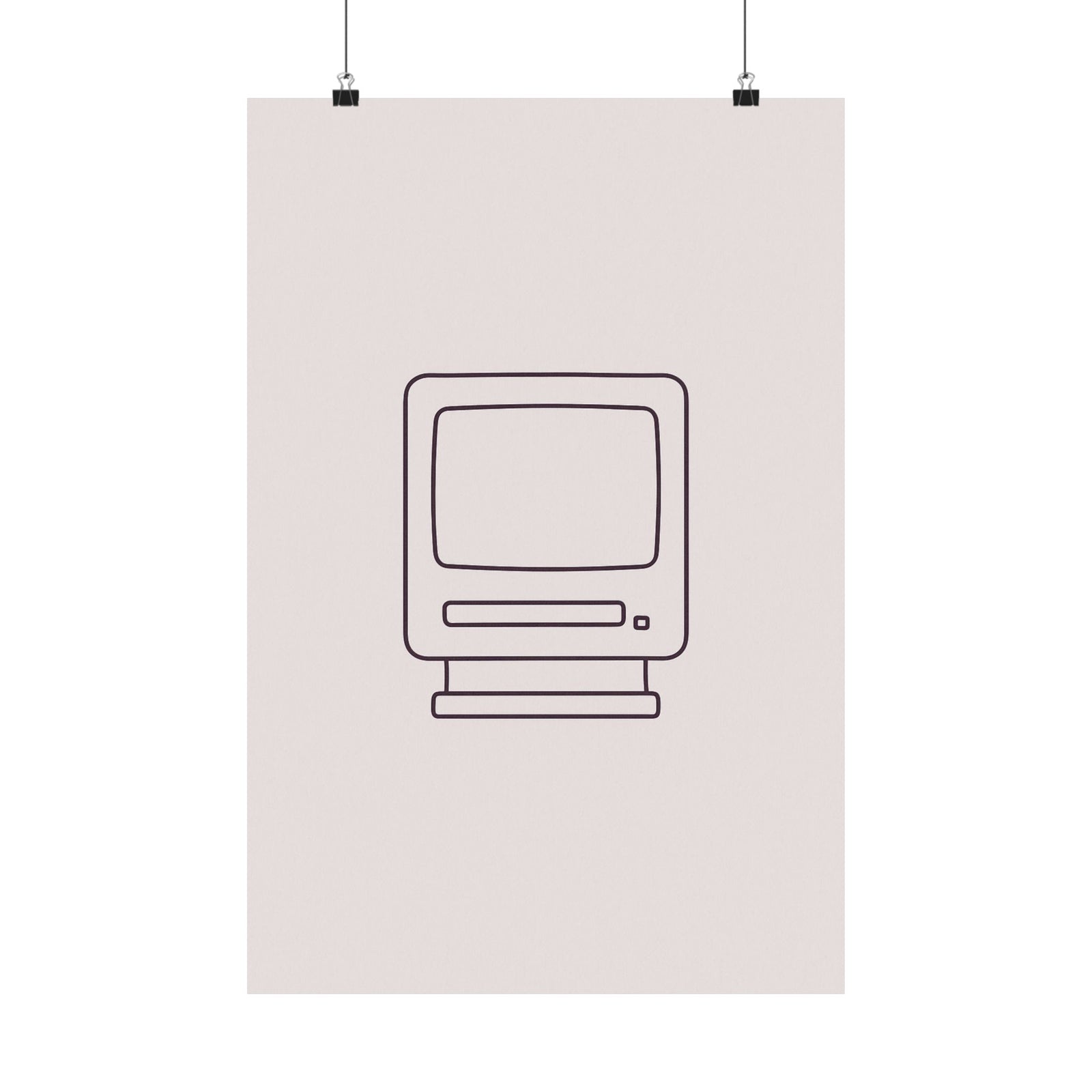 Boot Screen One-Line Art Print Poster, Minimalist CRT Startup