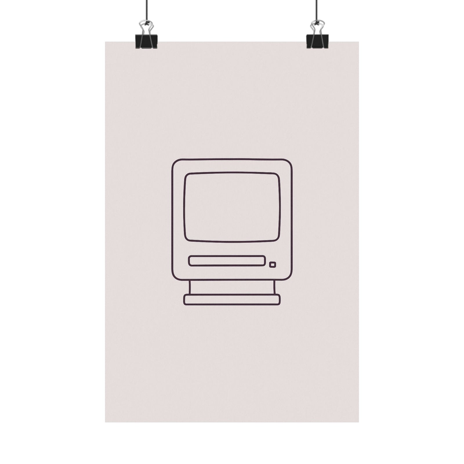Boot Screen One-Line Art Print Poster, Minimalist CRT Startup