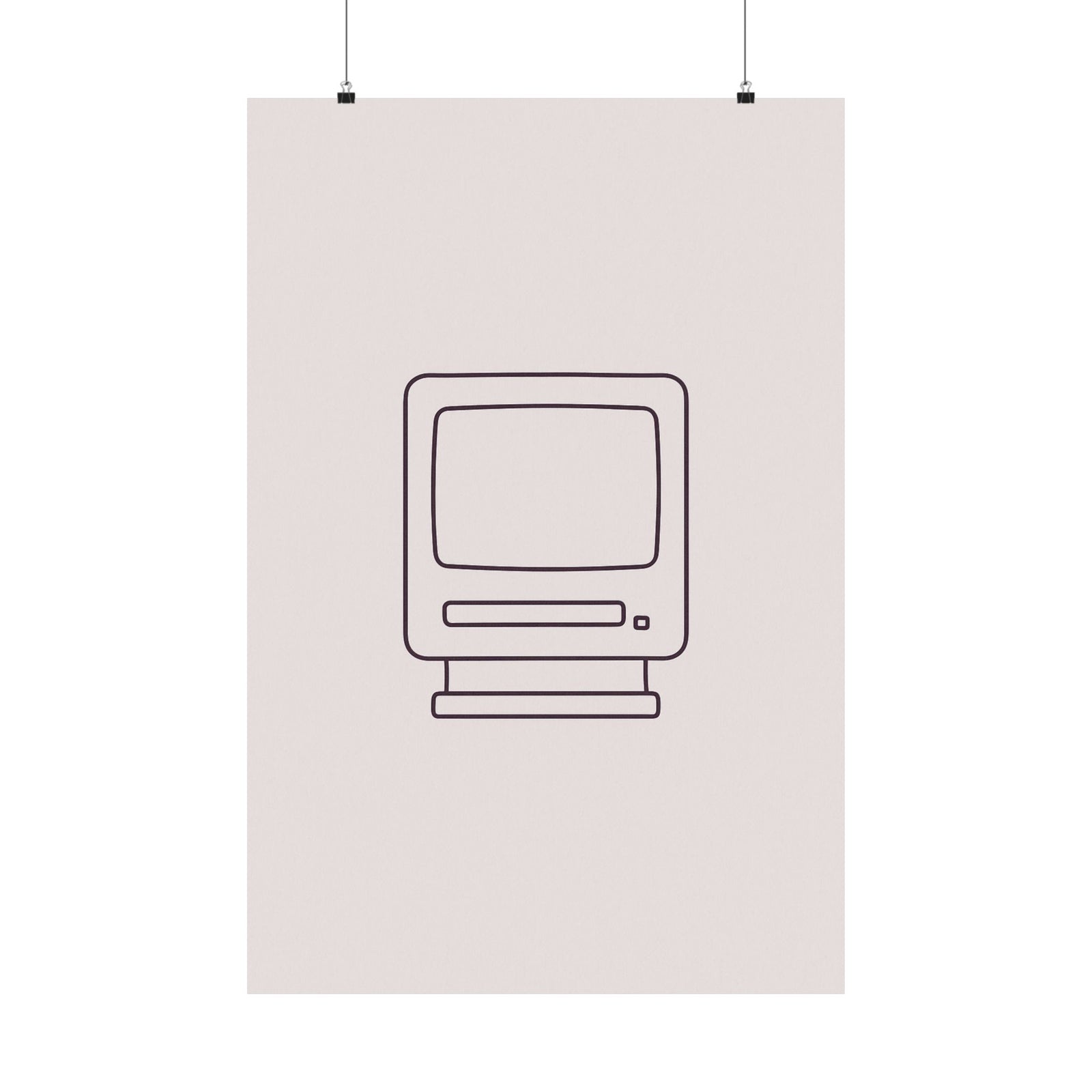 Boot Screen One-Line Art Print Poster, Minimalist CRT Startup