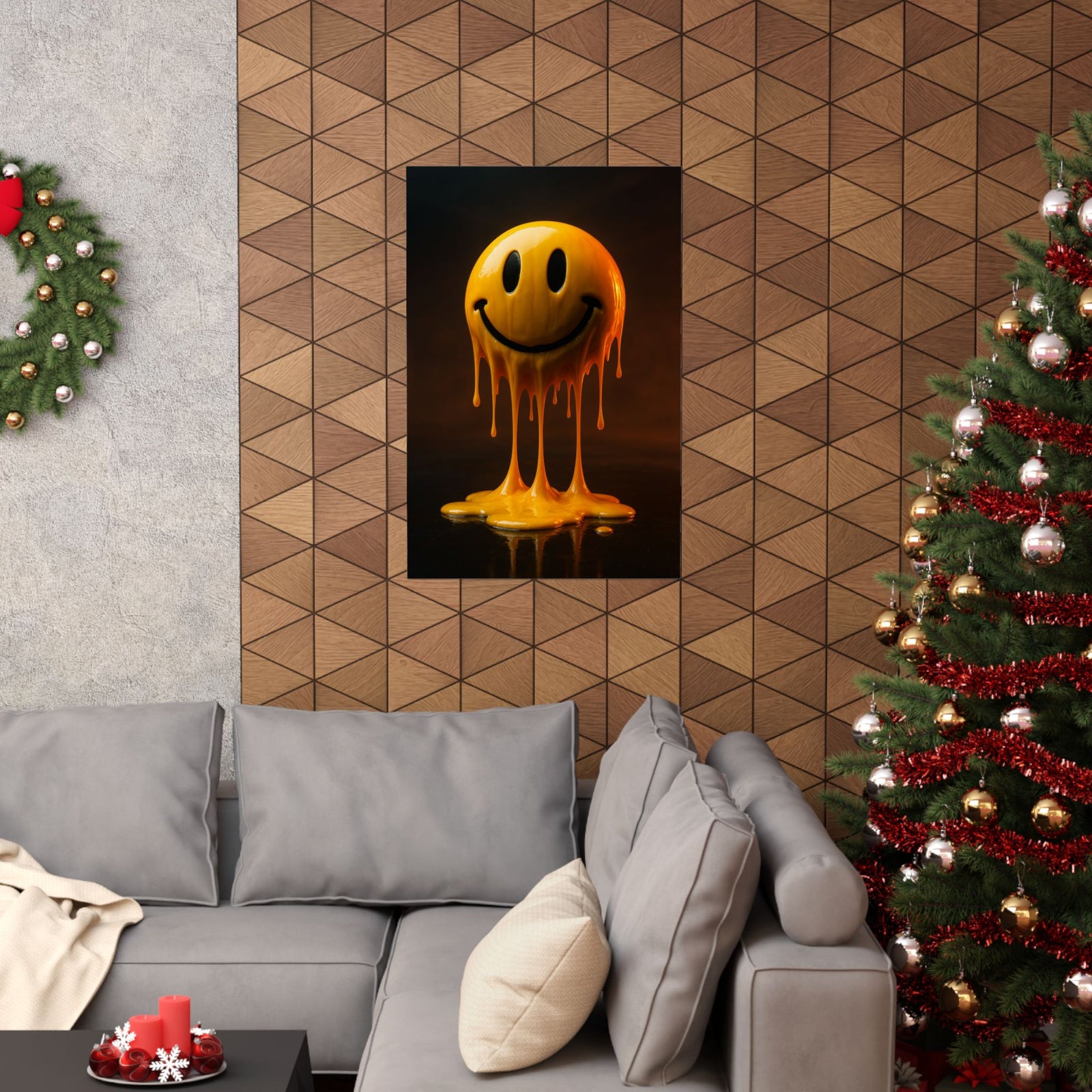 Melting Acid Smiley Art Print Poster, 3AM Warehouse Rave Energy