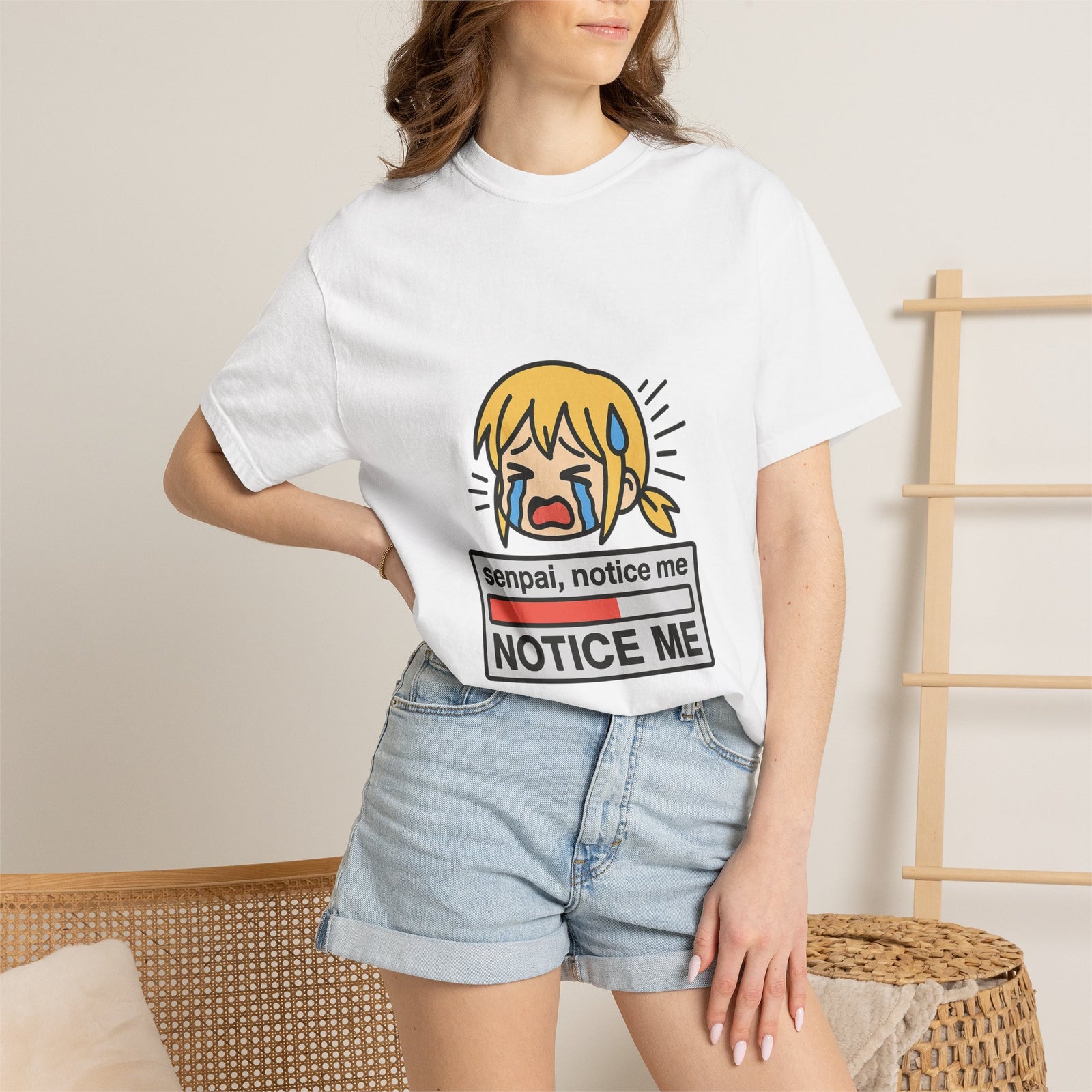 Notice Me Senpai Graphic Tee, Deadpan Anime Meme