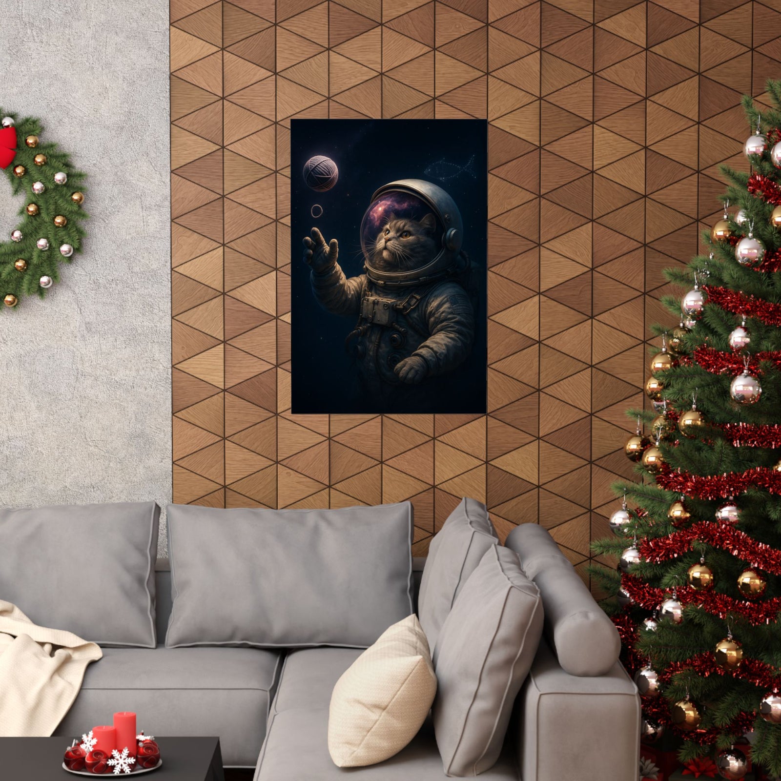 Astronaut Cat In Space Art Print Poster, Cosmic Nebula Hero Art