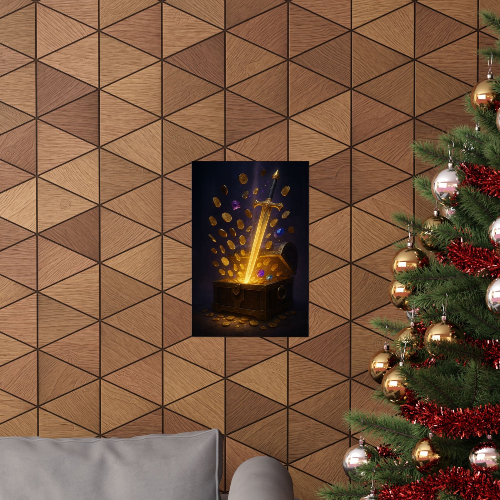Legendary Loot Drop Art Print Poster, Epic Chest Reveal