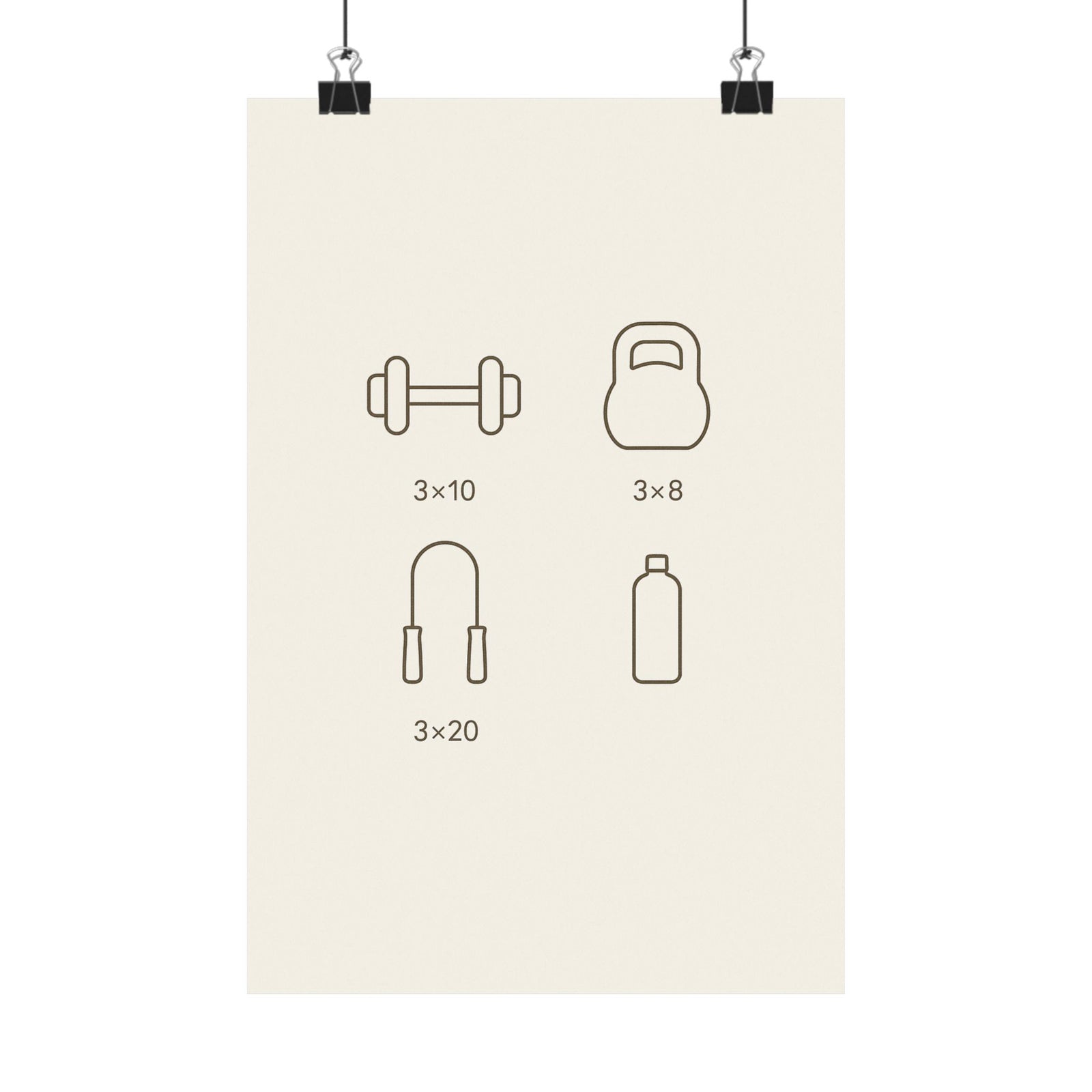 Workout Icon Grid Art Print Poster, Minimalist Line Design