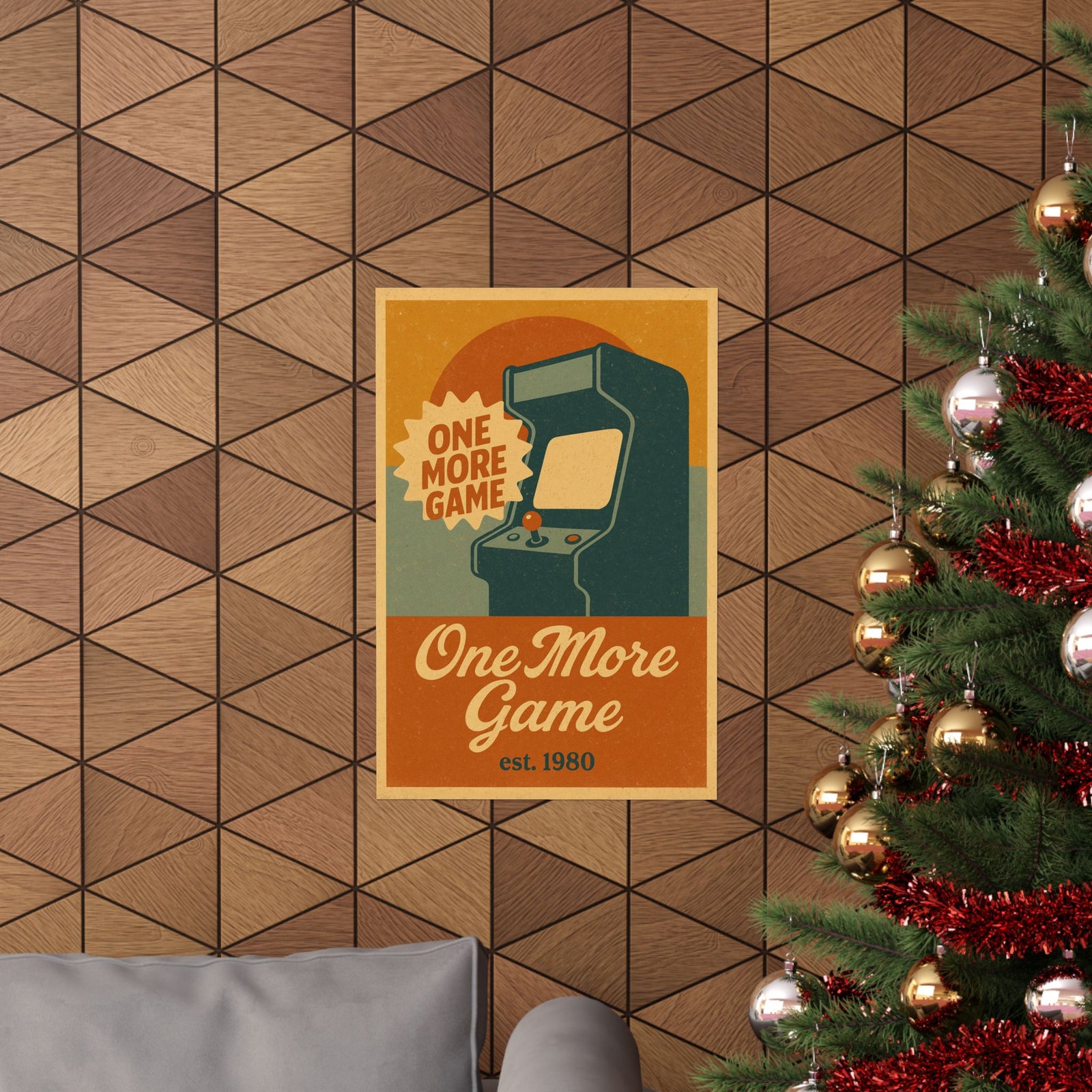 One More Game Retro Art Print Poster, Vintage Arcade Ad Style