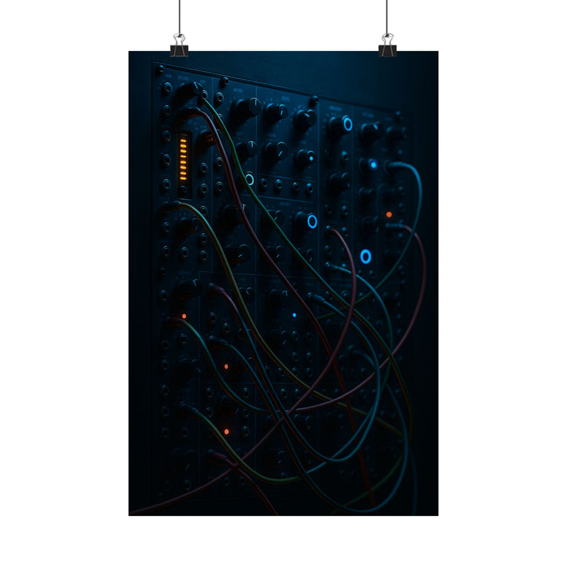 Modular Synth Wall Art Print Poster, Patched And Glowing In The Dark