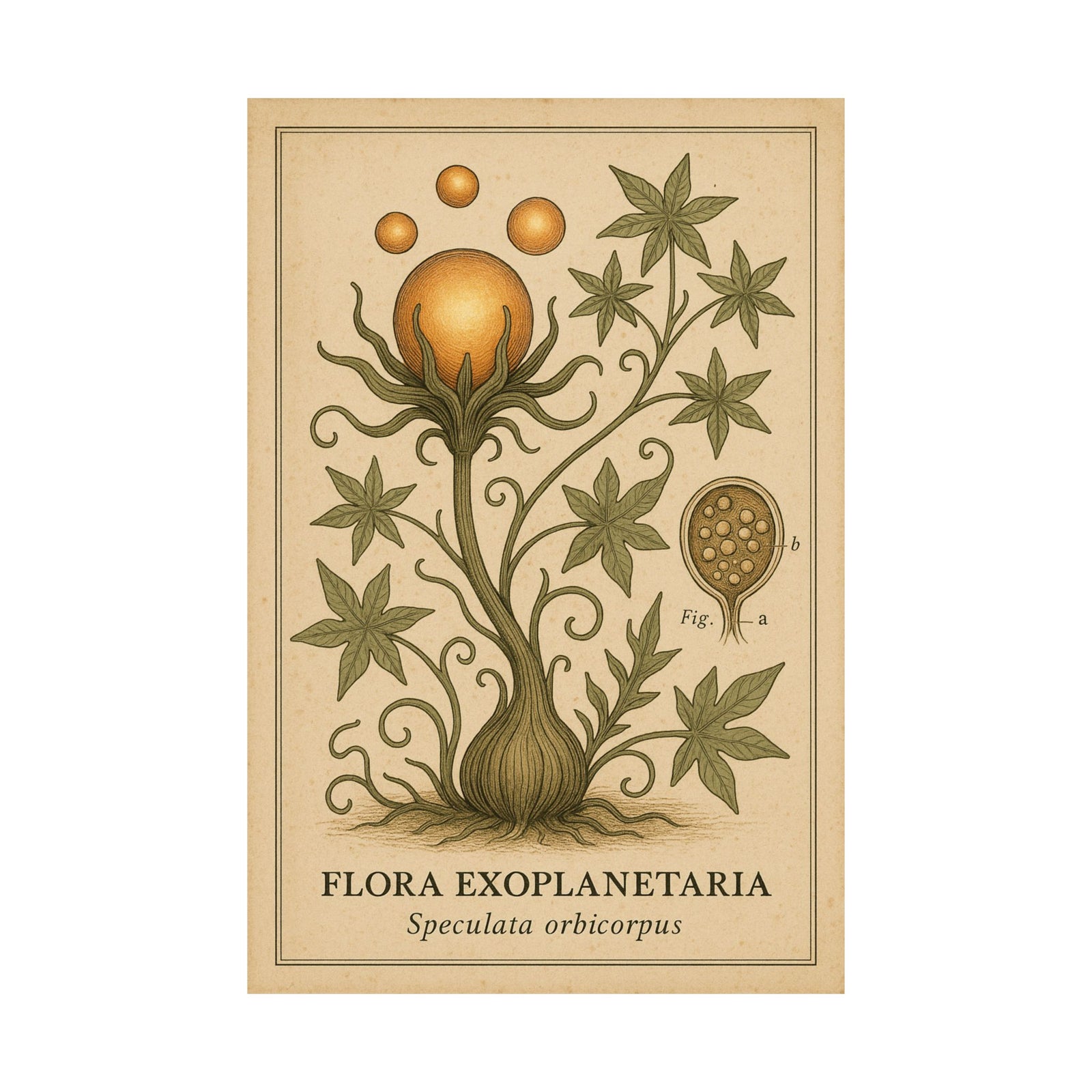 Alien Flora Botanical Art Print Poster, Vintage Xeno-Plant Plate
