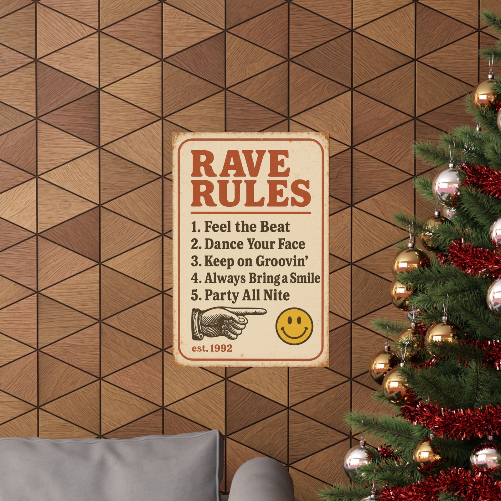 Dancefloor Rules Art Print Poster, Vintage Rave Notice Board