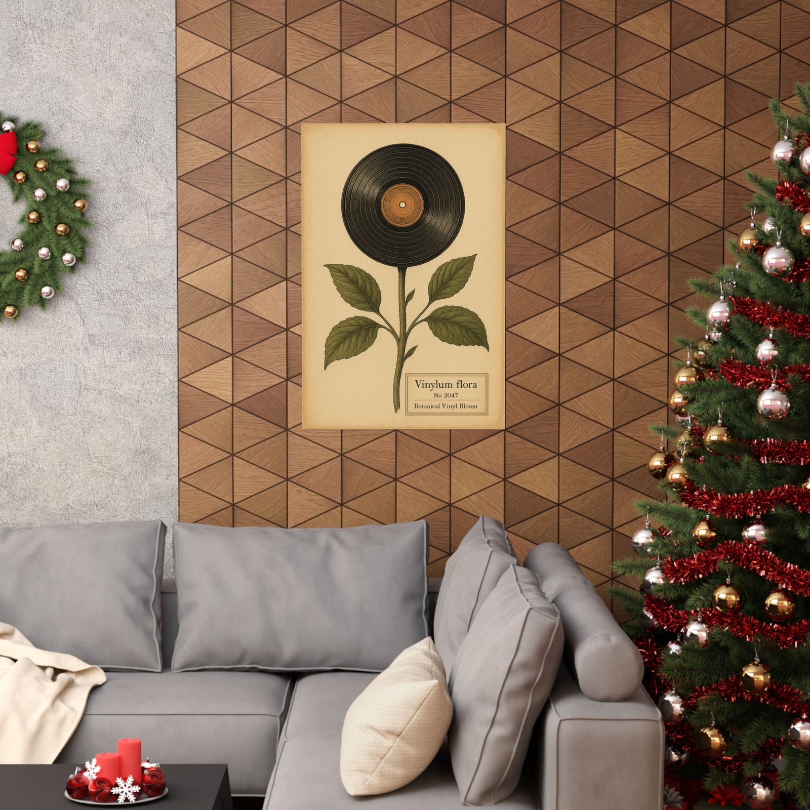 Vinyl Bloom Botanical Art Print Poster, Record Grooves As Petals