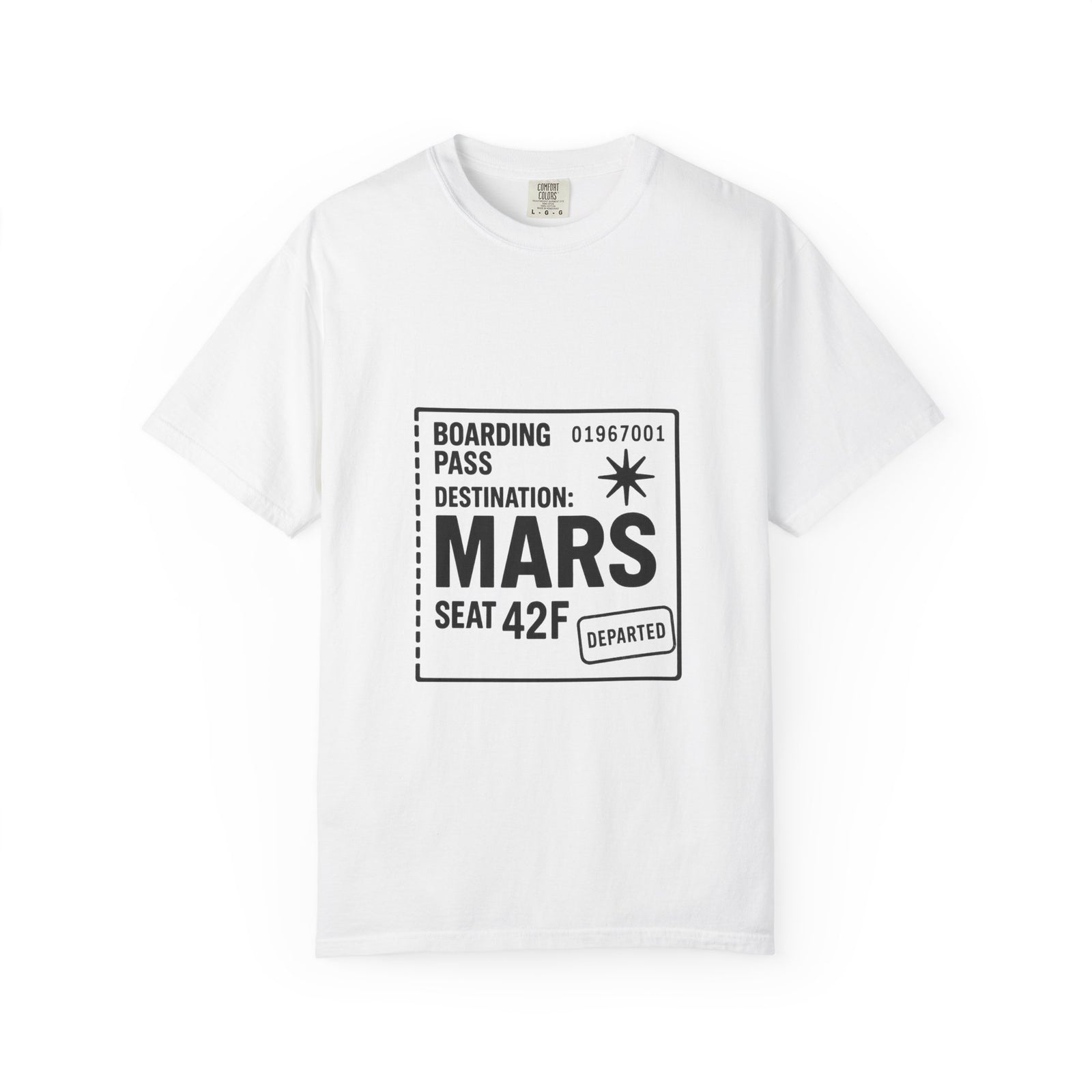 Mars Boarding Pass Graphic Tee, Retro Space Travel Ticket
