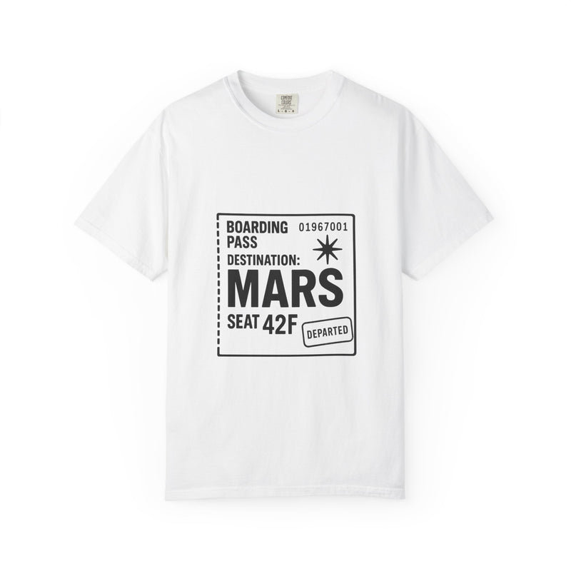 Mars Boarding Pass Graphic Tee, Retro Space Travel Ticket