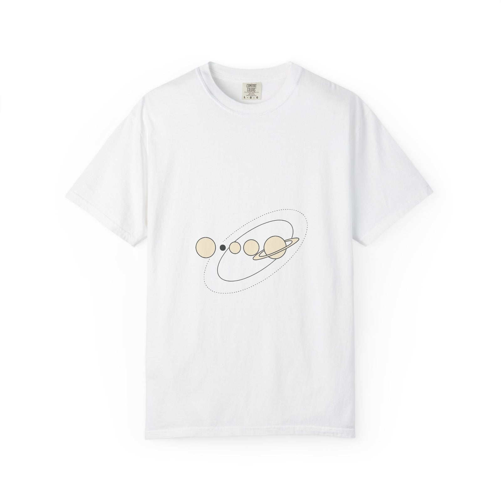 Minimalist Solar System Line Art Graphic Tee, Clean Cosmos