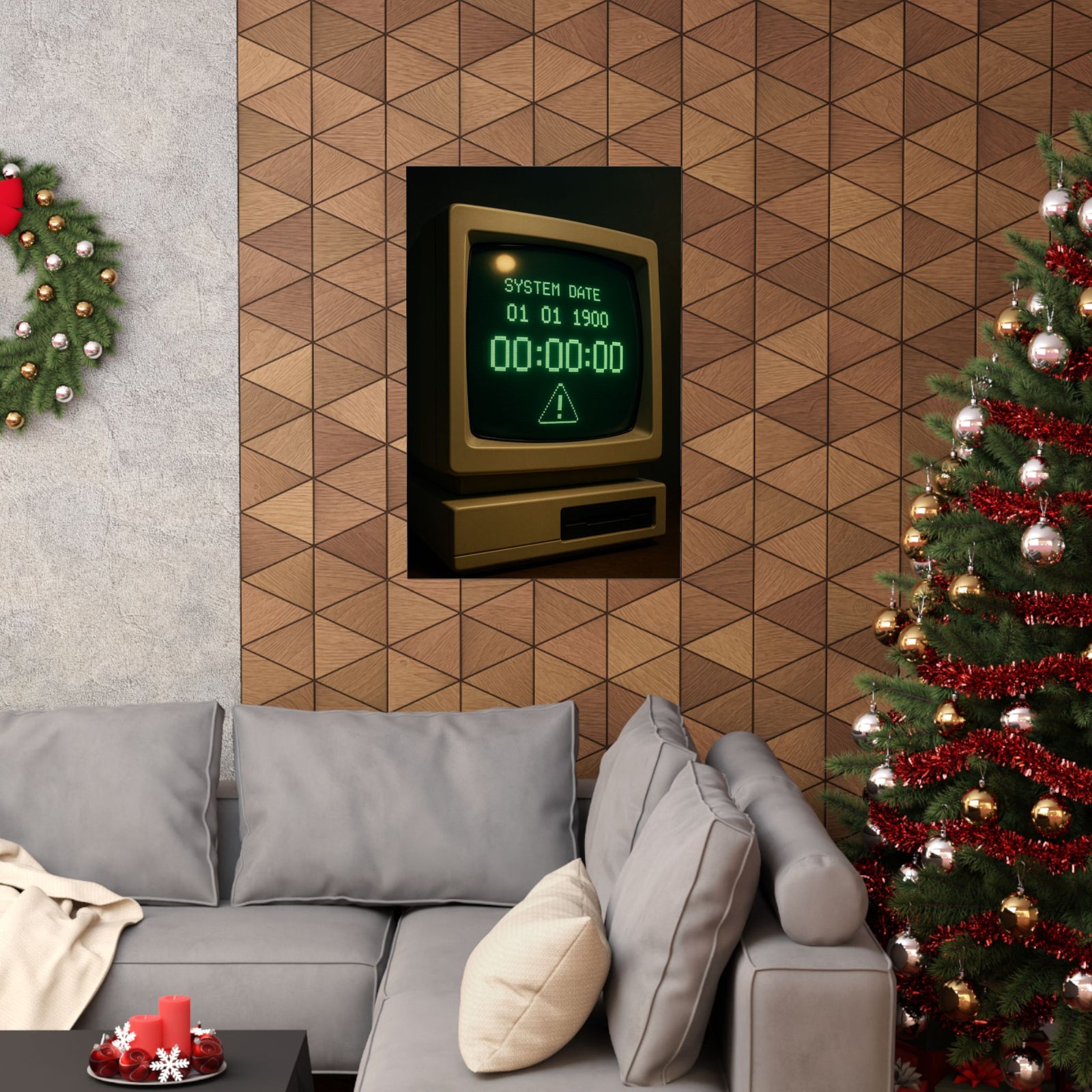 Y2K Bug Terminal Art Print Poster, Millennium Countdown Screen