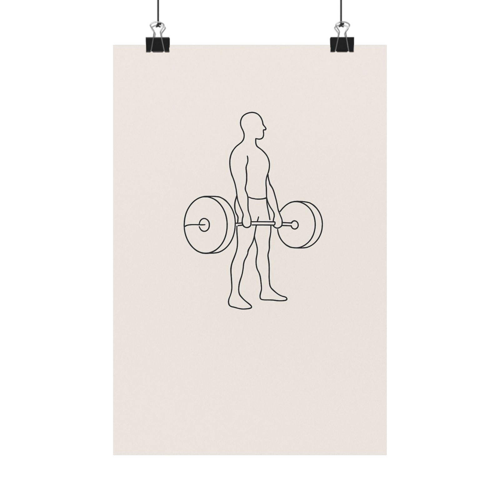 One Line Deadlift Lockout Art Print Poster, Minimalist Gallery Style