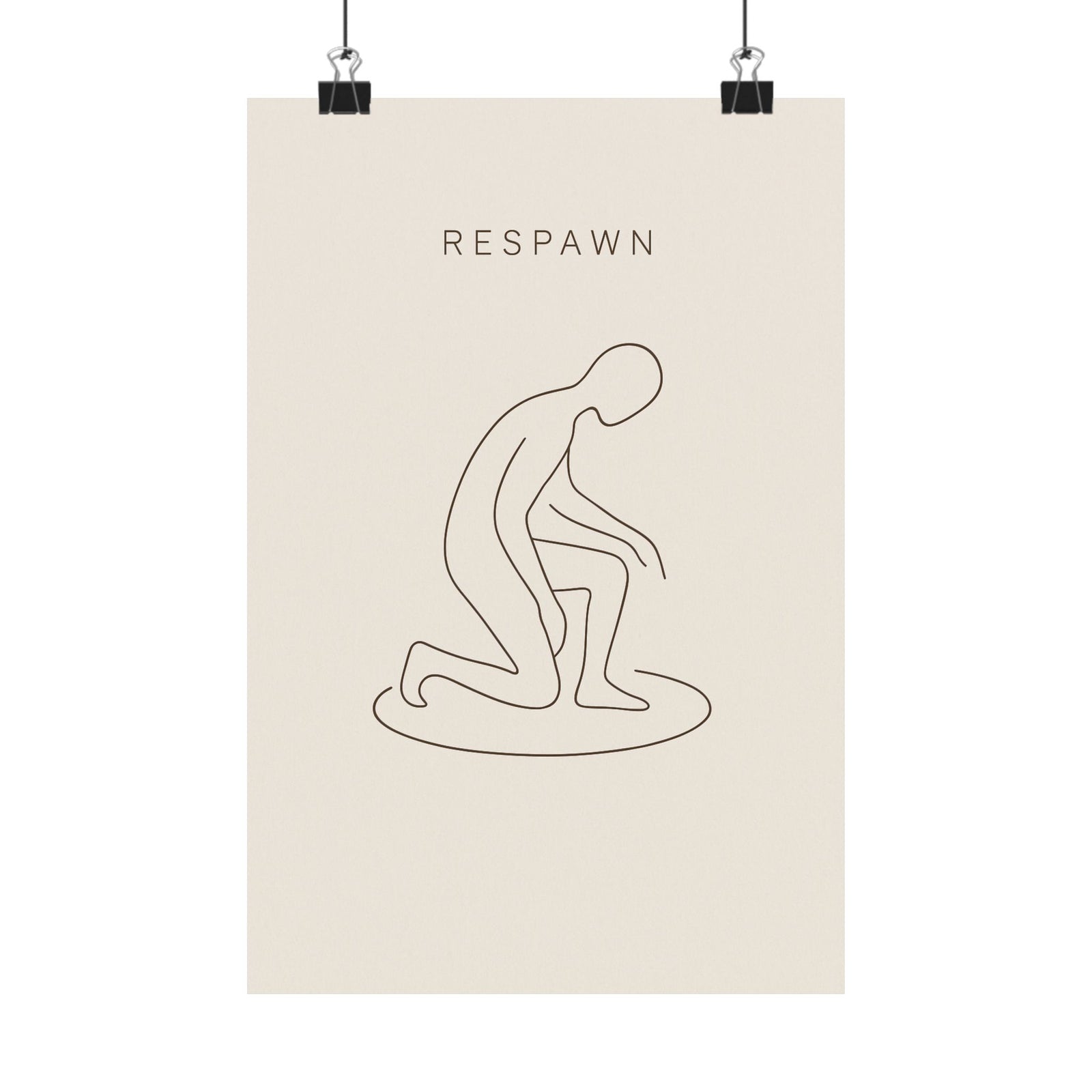 Respawn Line Art Print Poster, Minimalist Gamer Wall Art