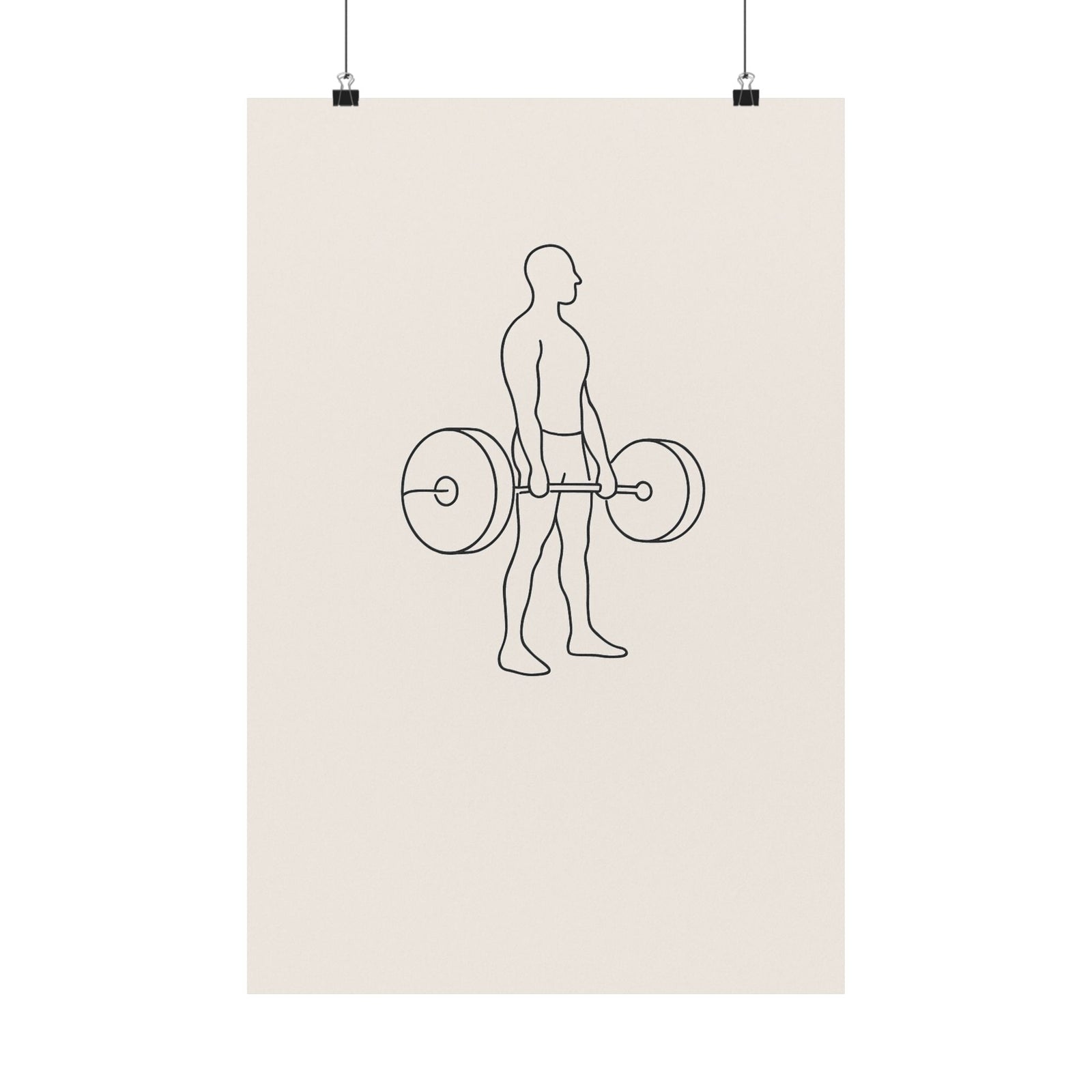 One Line Deadlift Lockout Art Print Poster, Minimalist Gallery Style