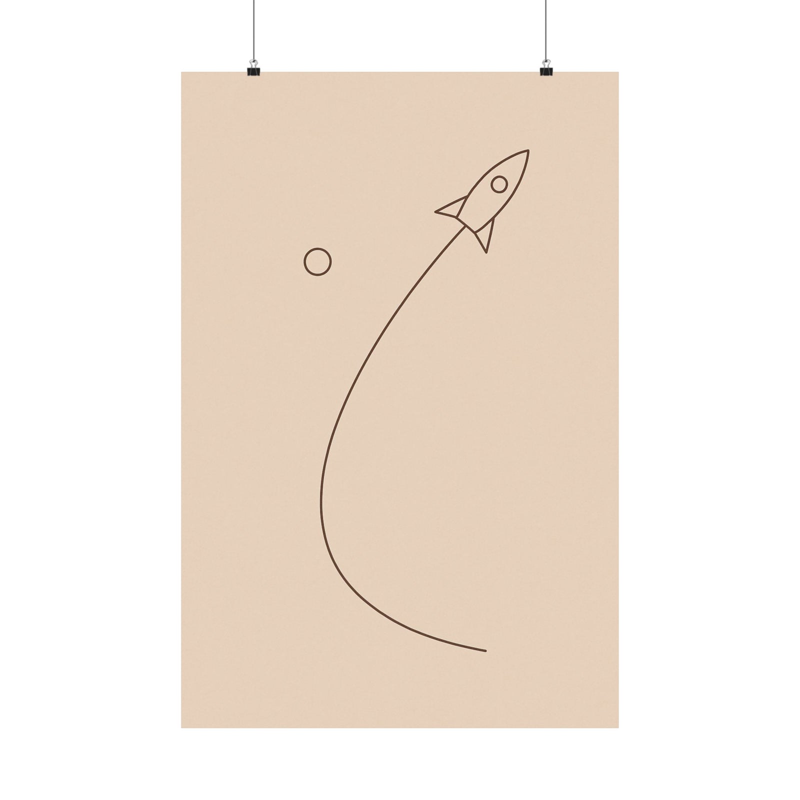 Minimalist Rocket Launch Art Print Poster, Single Line Ascent