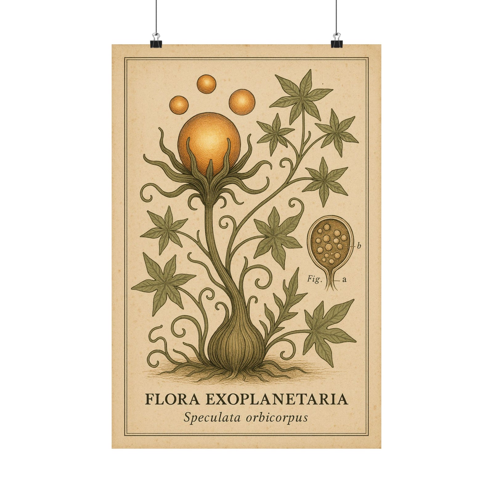Alien Flora Botanical Art Print Poster, Vintage Xeno-Plant Plate