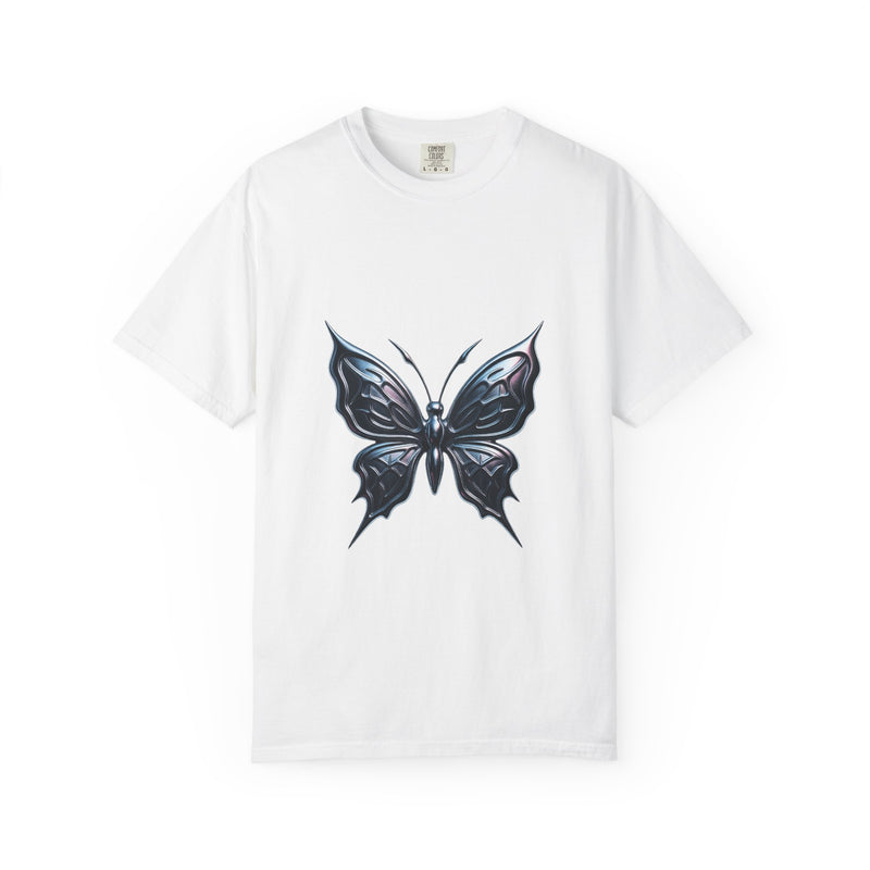 Chrome Cyber Butterfly Graphic Tee, Liquid Metal Sigilism Vibe