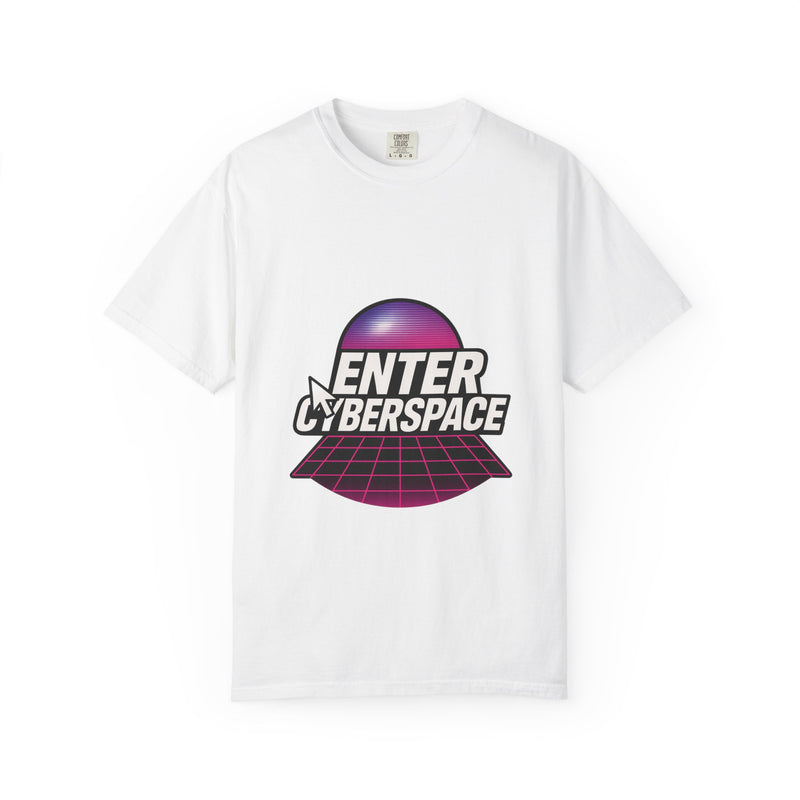 Enter Cyberspace Grid Graphic Tee, Neon Wireframe Retro-Future Vibe