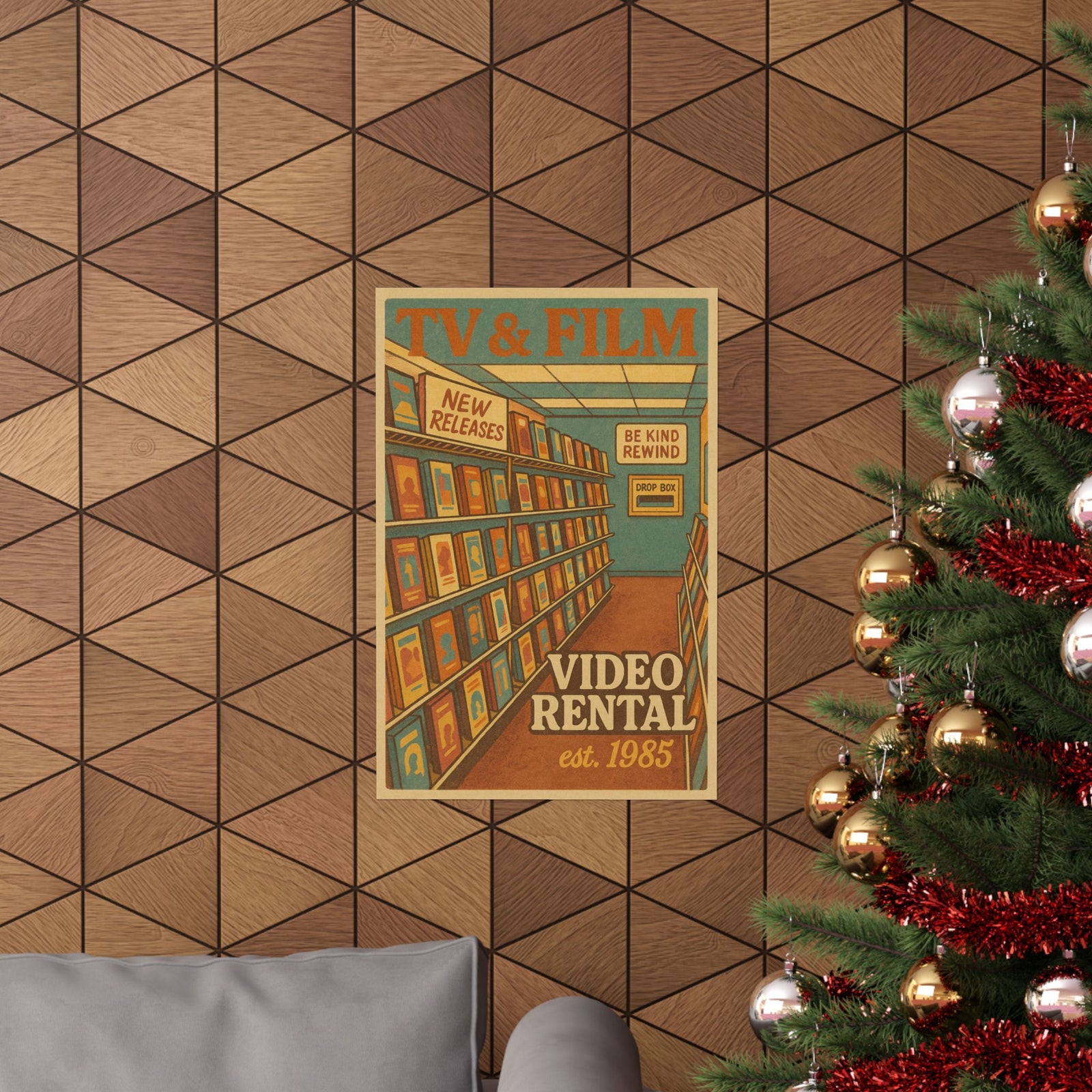 VHS Rental Store Aisle Art Print Poster, Be Kind Rewind Nostalgia