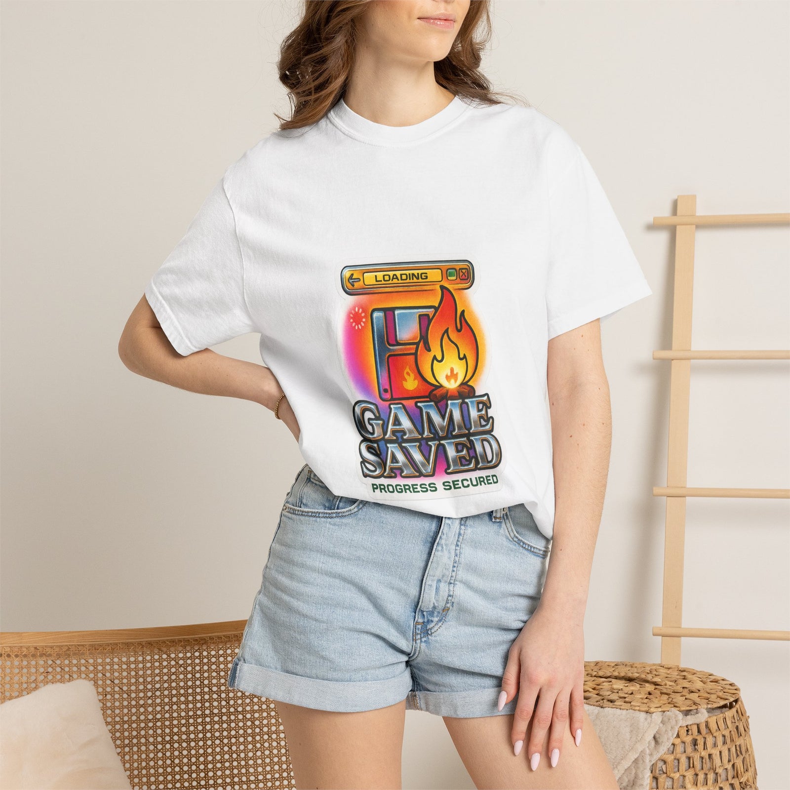 Save Point Graphic Tee, Game Saved Checkpoint Glow